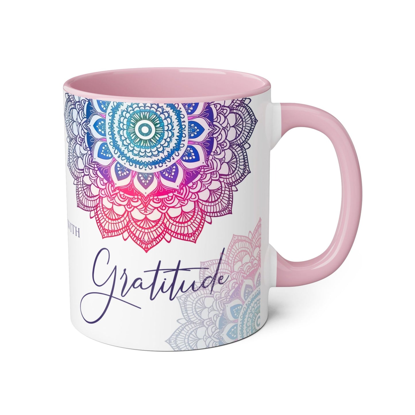 Gratitude Mandala | Accent Mug (Small) (Blue/Pink/Red).