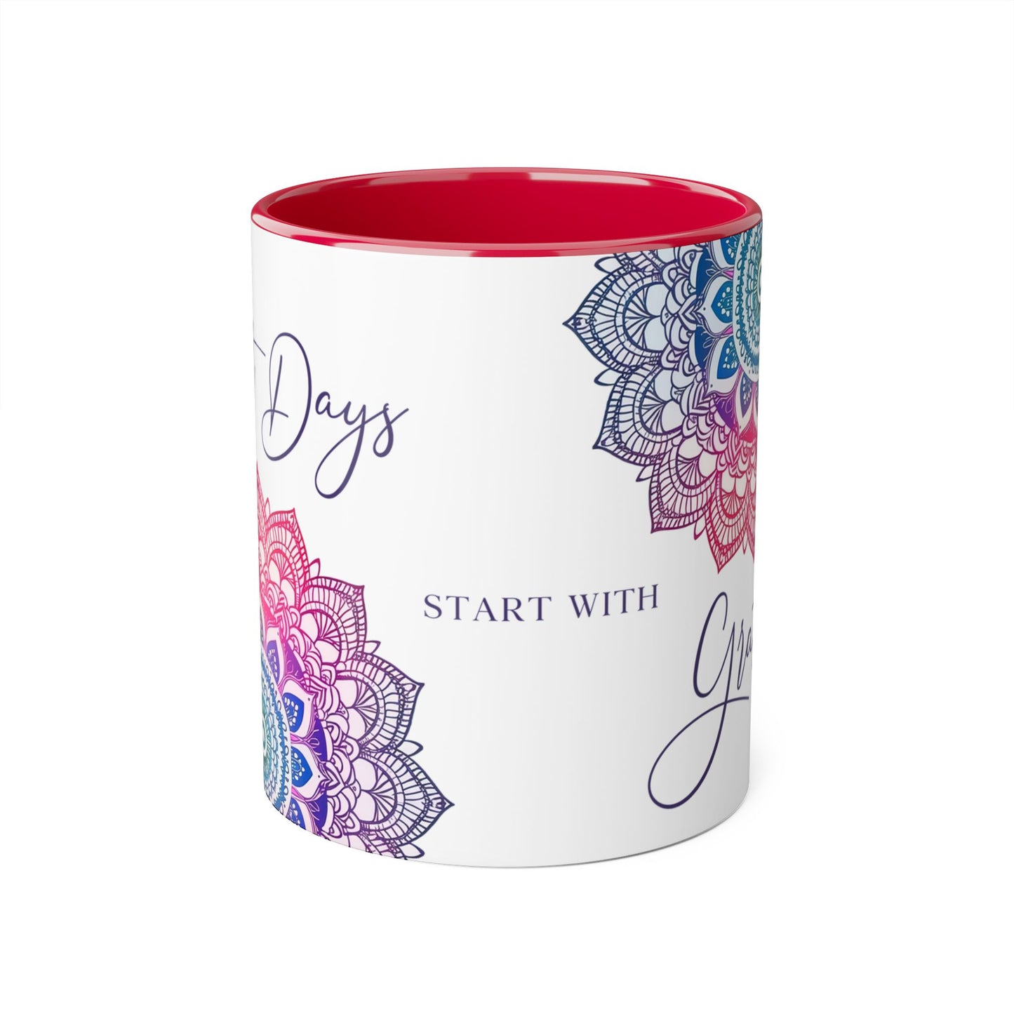 Gratitude Mandala | Accent Mug (Small) (Blue/Pink/Red).