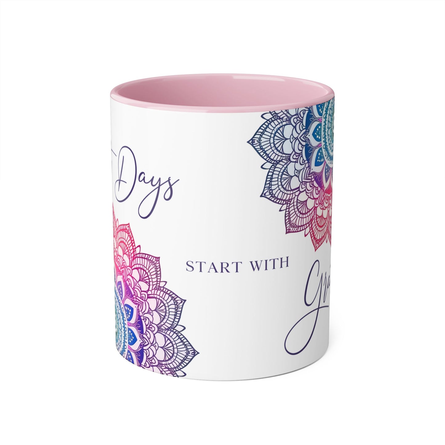 Gratitude Mandala | Accent Mug (Small) (Blue/Pink/Red).