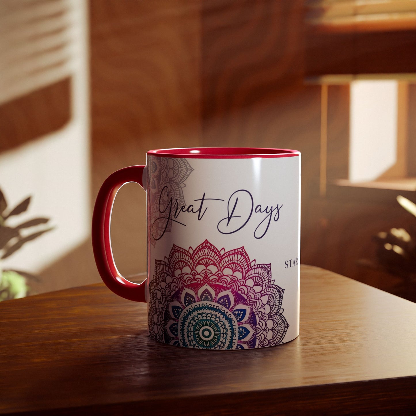 Gratitude Mandala | Accent Mug (Small) (Blue/Pink/Red).