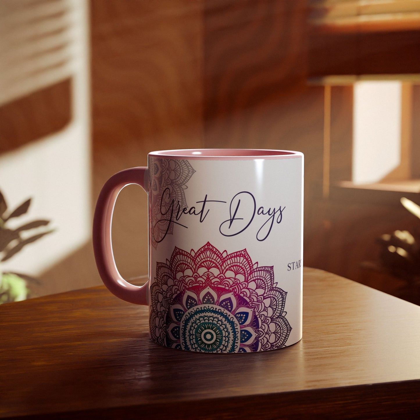 Gratitude Mandala | Accent Mug (Small) (Blue/Pink/Red).
