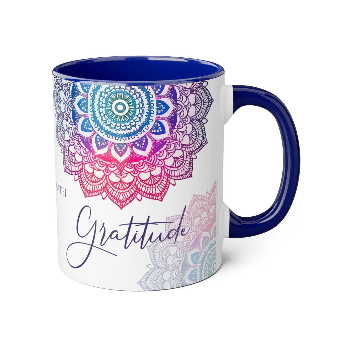 Gratitude Mandala | Accent Mug (Small) (Blue/Pink/Red).