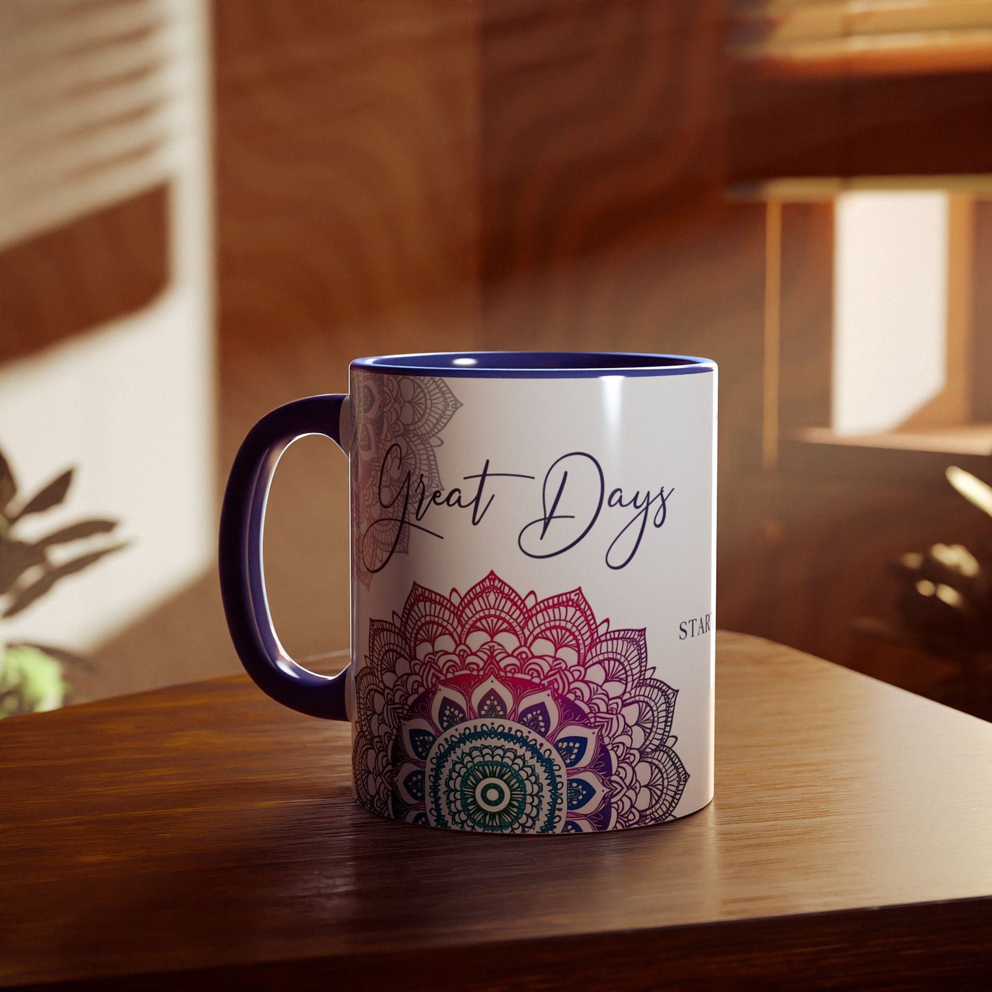 Gratitude Mandala | Accent Mug (Small) (Blue/Pink/Red).