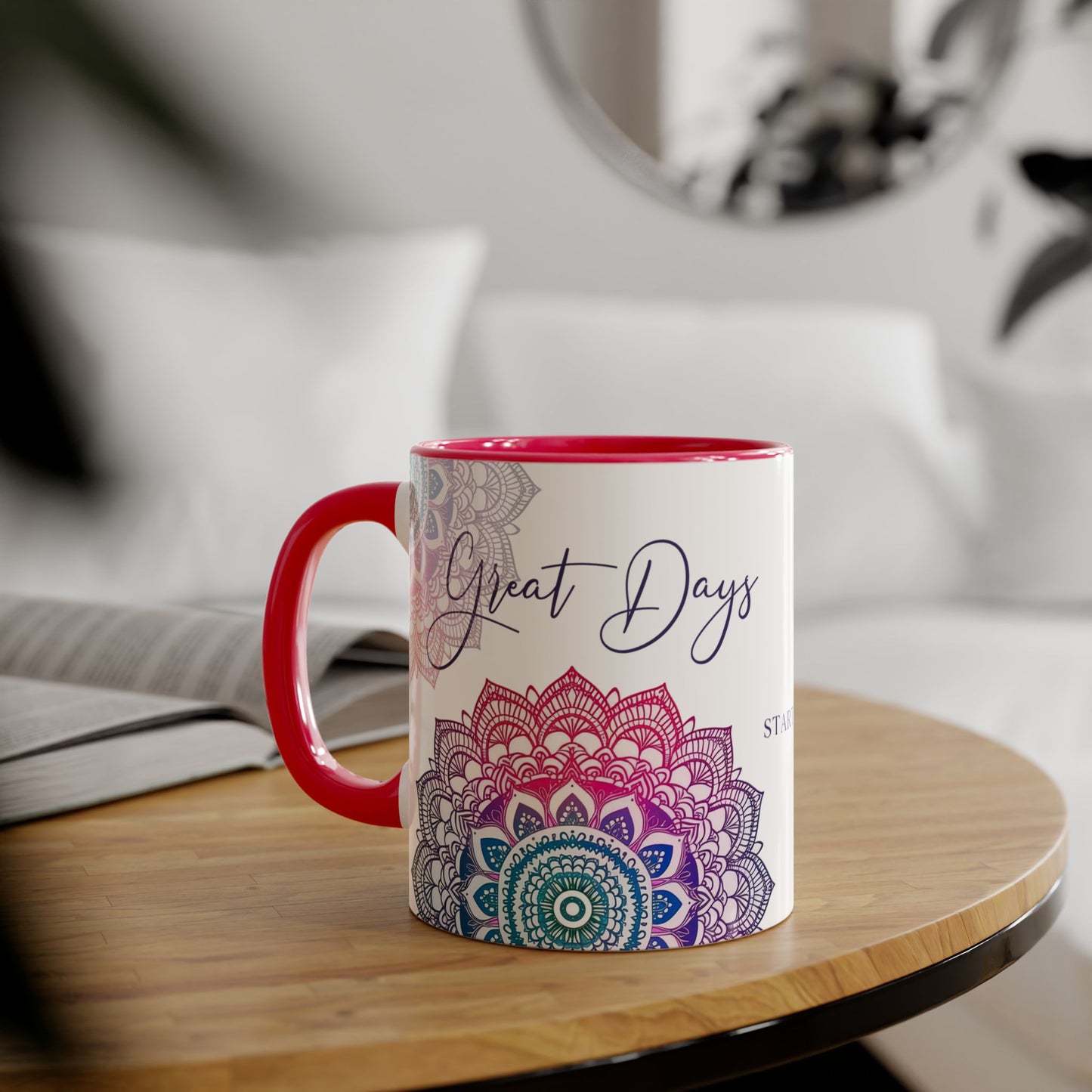 Gratitude Mandala | Accent Mug (Small) (Blue/Pink/Red).