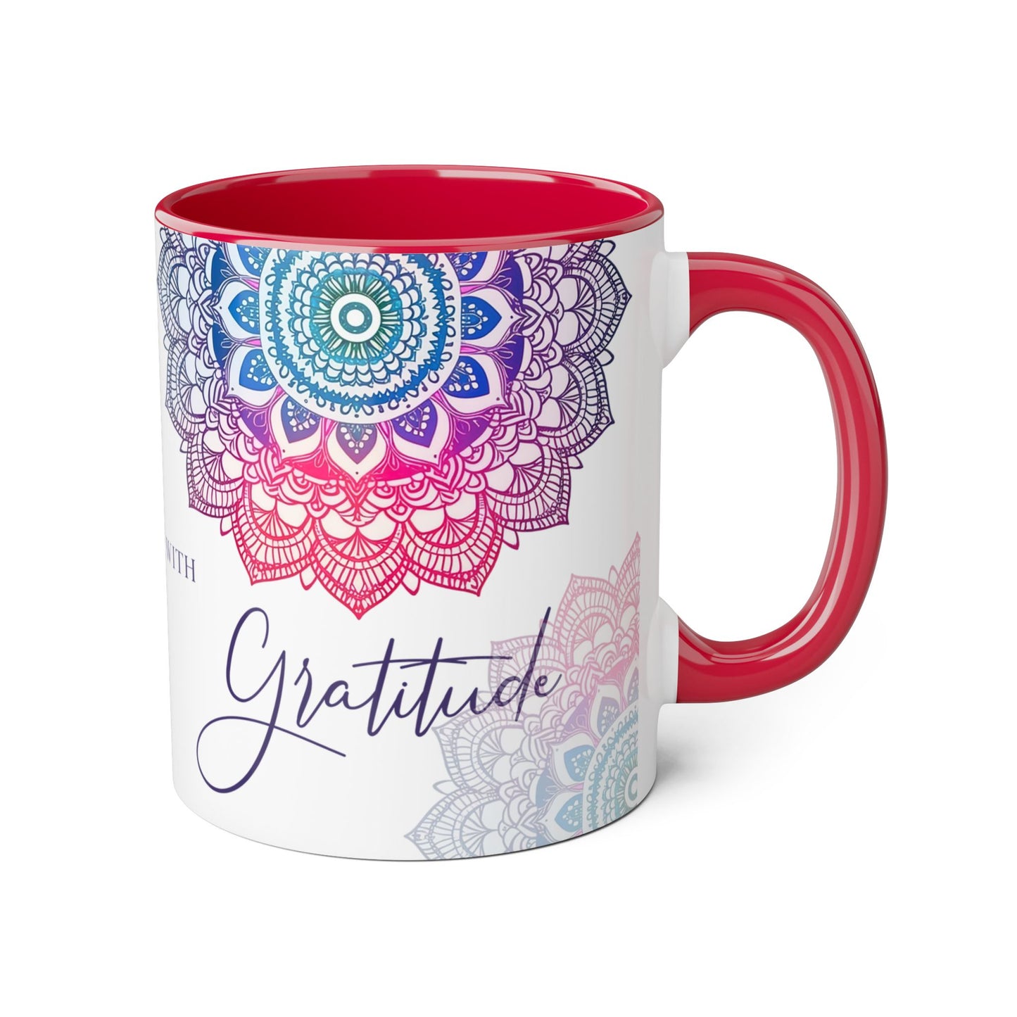 Gratitude Mandala | Accent Mug (Small) (Blue/Pink/Red).