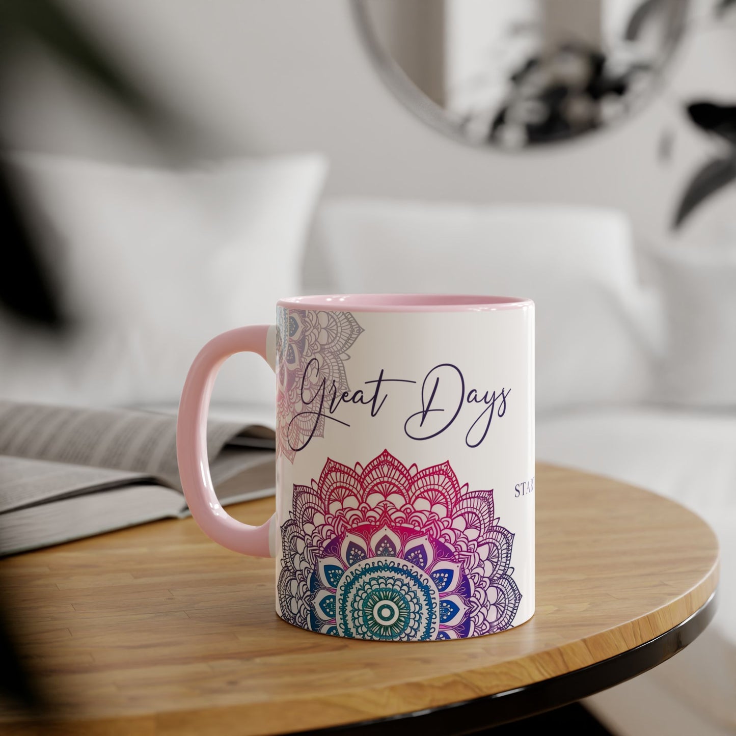 Gratitude Mandala | Accent Mug (Small) (Blue/Pink/Red).
