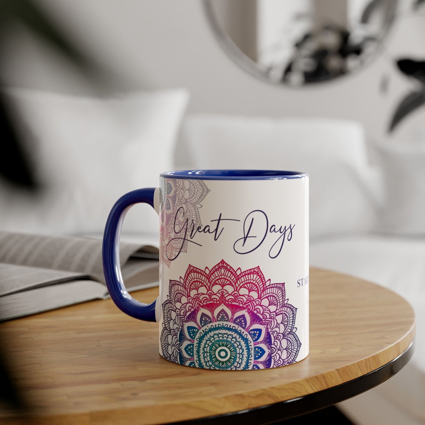 Gratitude Mandala | Accent Mug (Small) (Blue/Pink/Red).