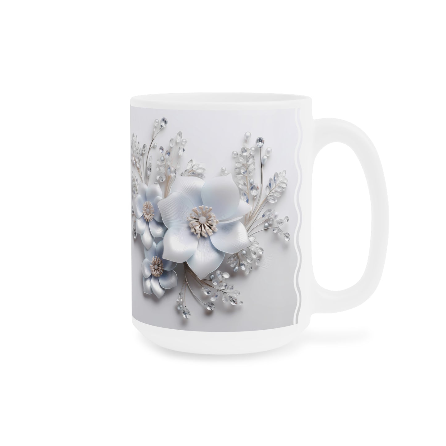 Flores Blancas, Ceramic Mug (Small/Medium)