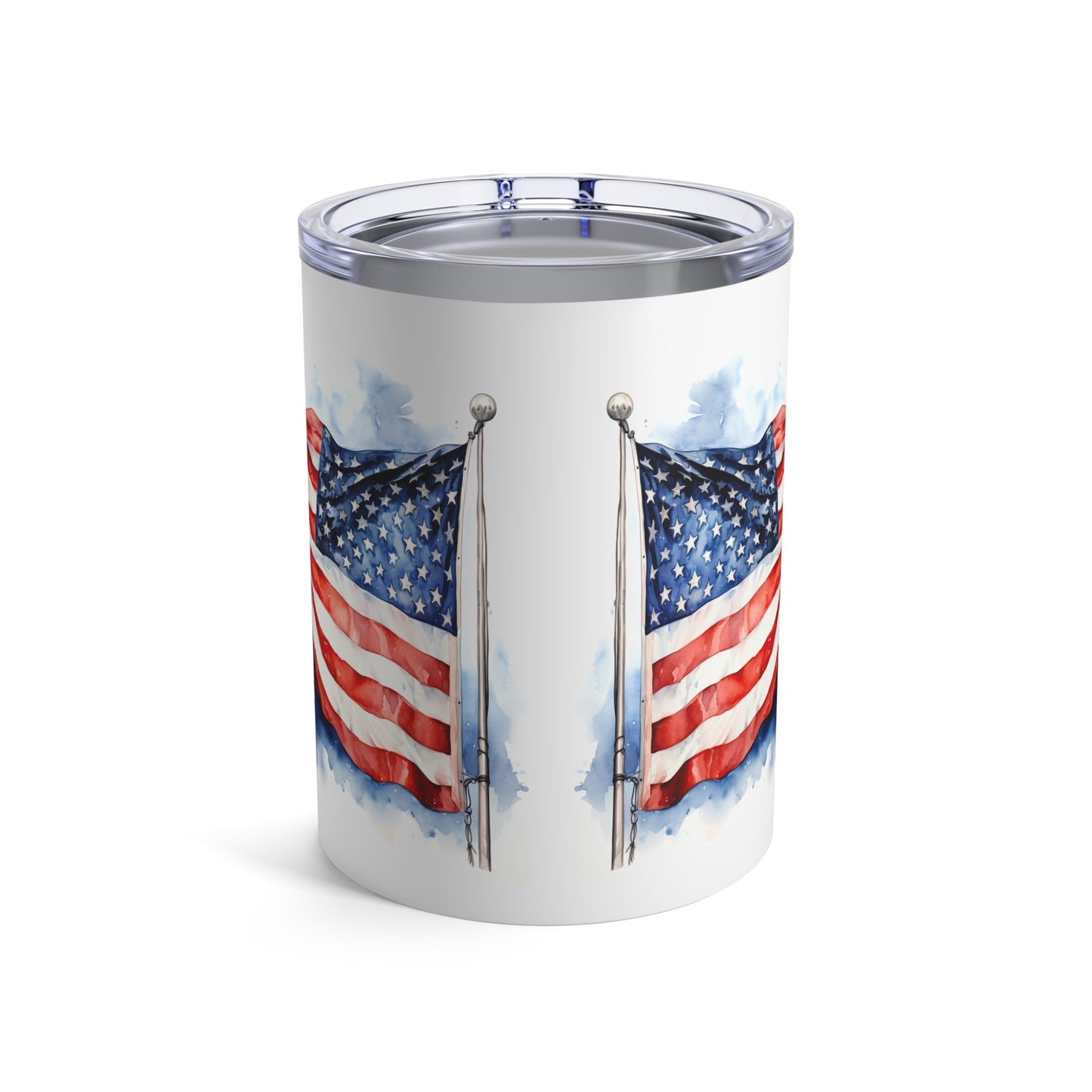 Watercolor American Flag In The Wind · Personalize It! Your Name and Font | Small Tumbler