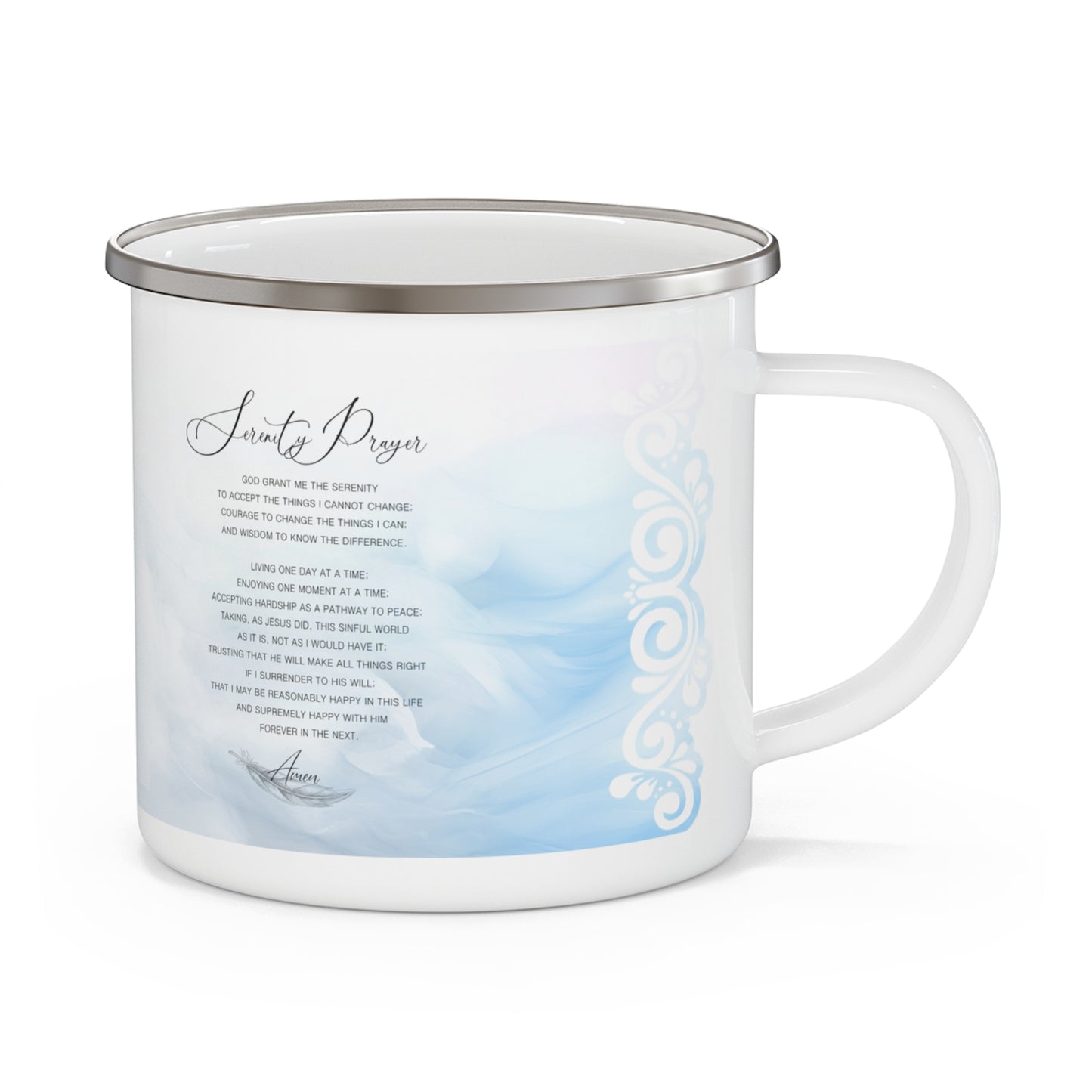 The Lord's Prayer and The Serenity Prayer, Enamel Camping Mug