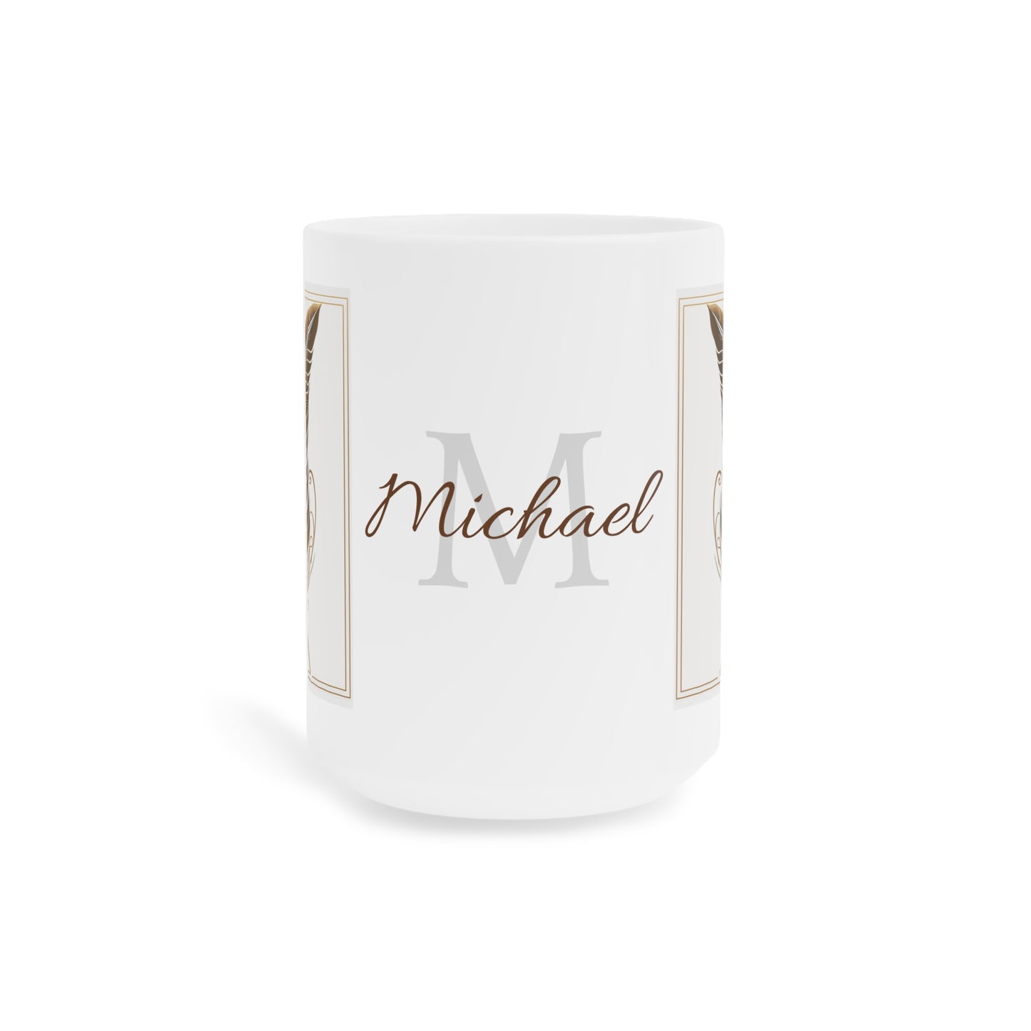 Golden Feather · Personalize It! Your Name | Ceramic Mug (Small/Medium/Large).