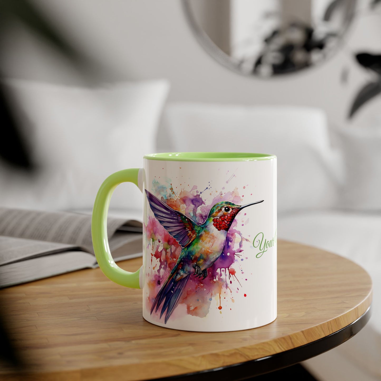 Hummingbird · Personalize It! Your Name | Accent Mug (Small) (Black/Blue/Light Green/Pink/Red/Yellow).