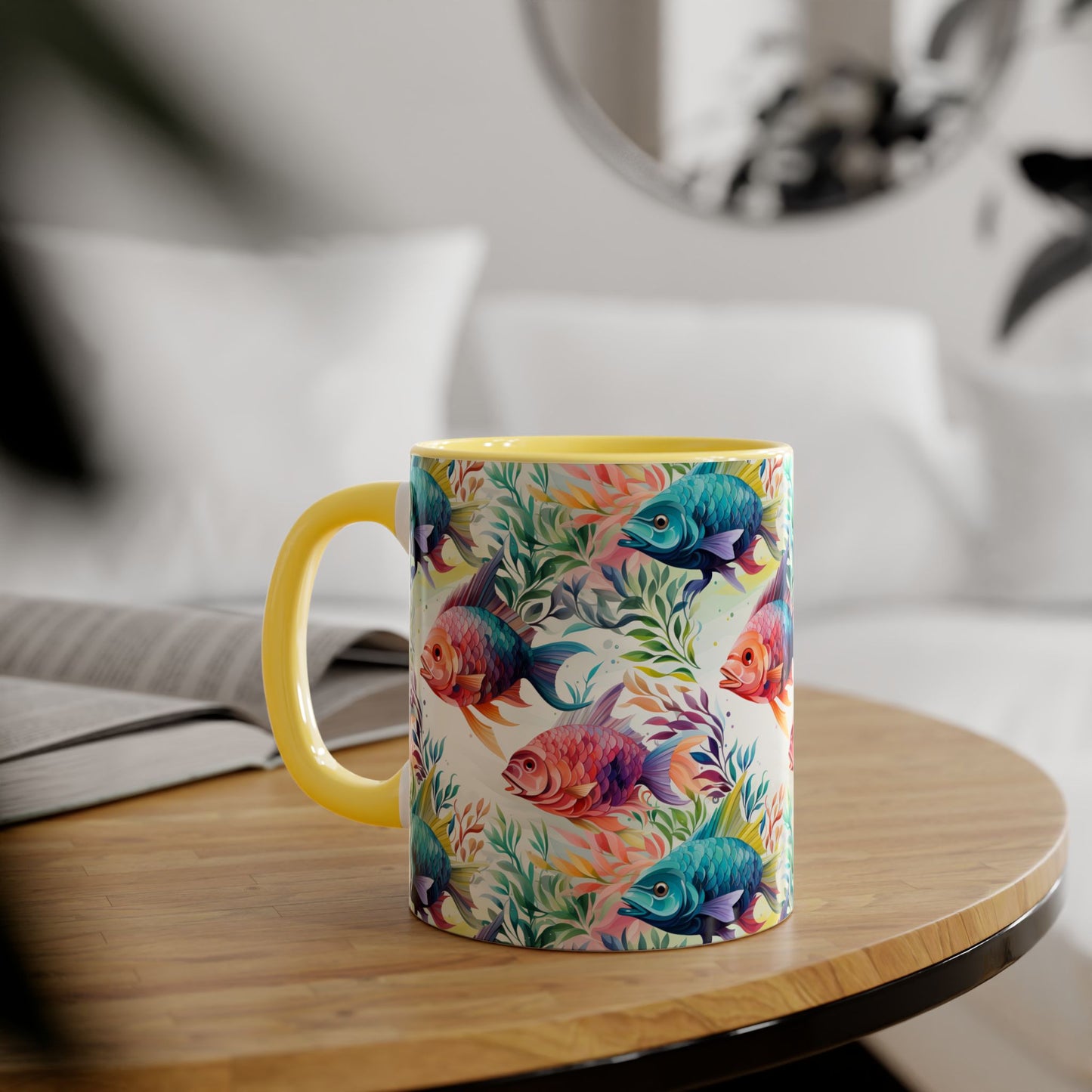 Fish Garden | Accent Mug (Small) (Light Green/Red/Yellow).