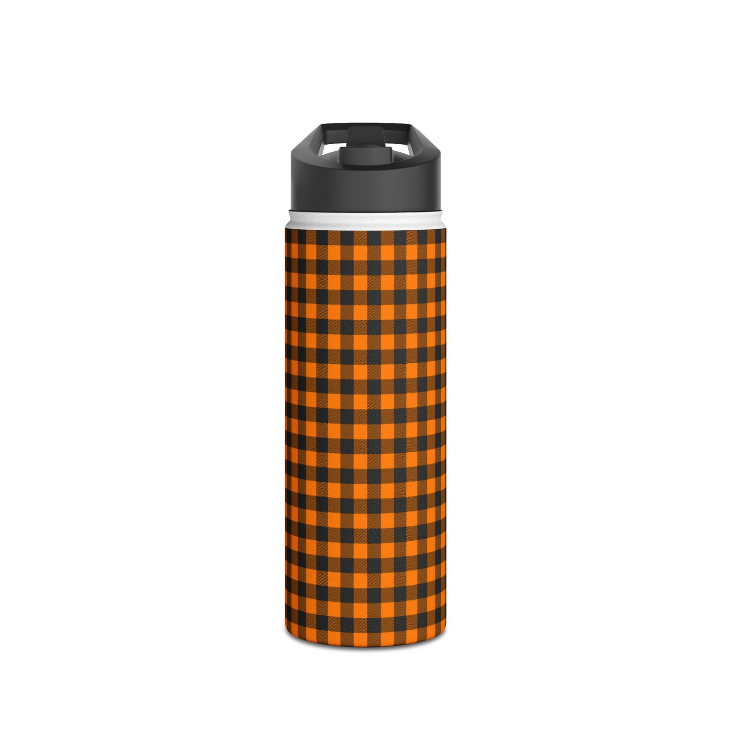 Black Orange Checks | Stainless Steel Water Bottle Standard Lid (Small/Medium)