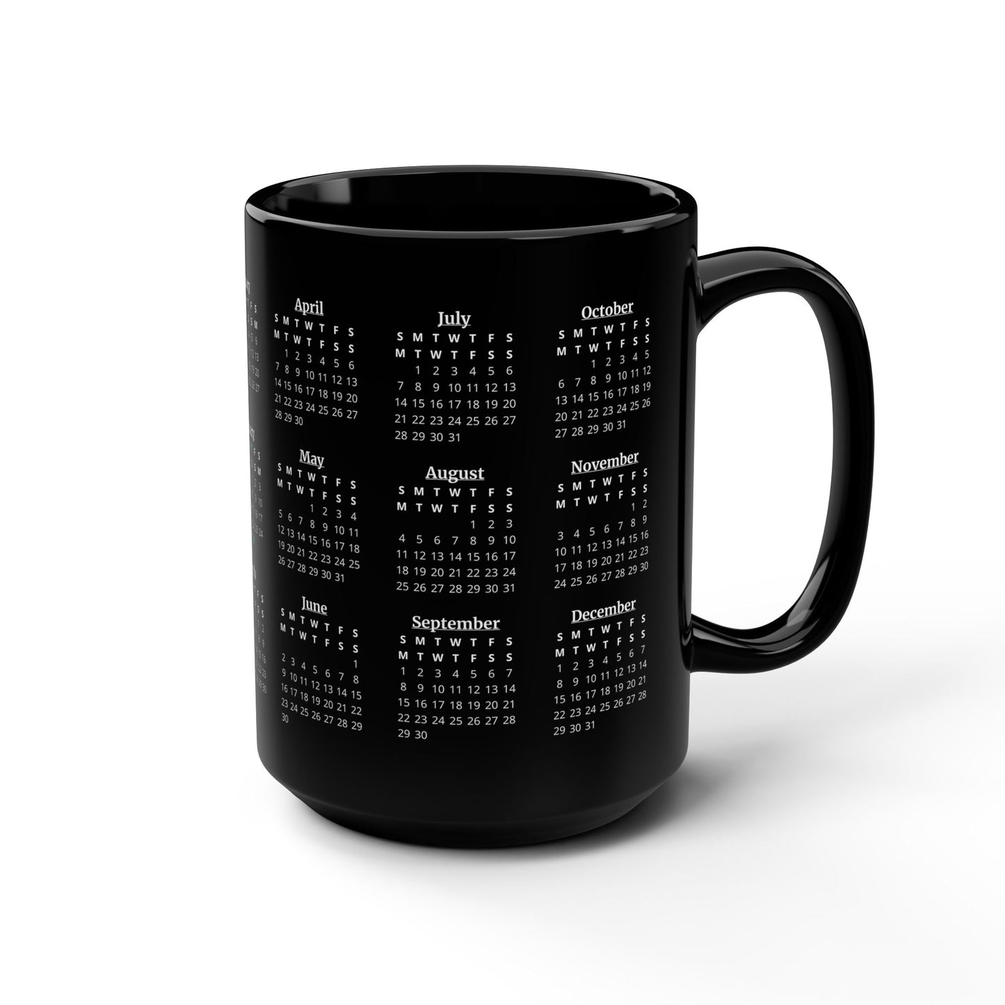 Wireframe Lovers · Calendar Mugs: 2-Year Calendar 2024 to 2025 | Black Mug (Medium)