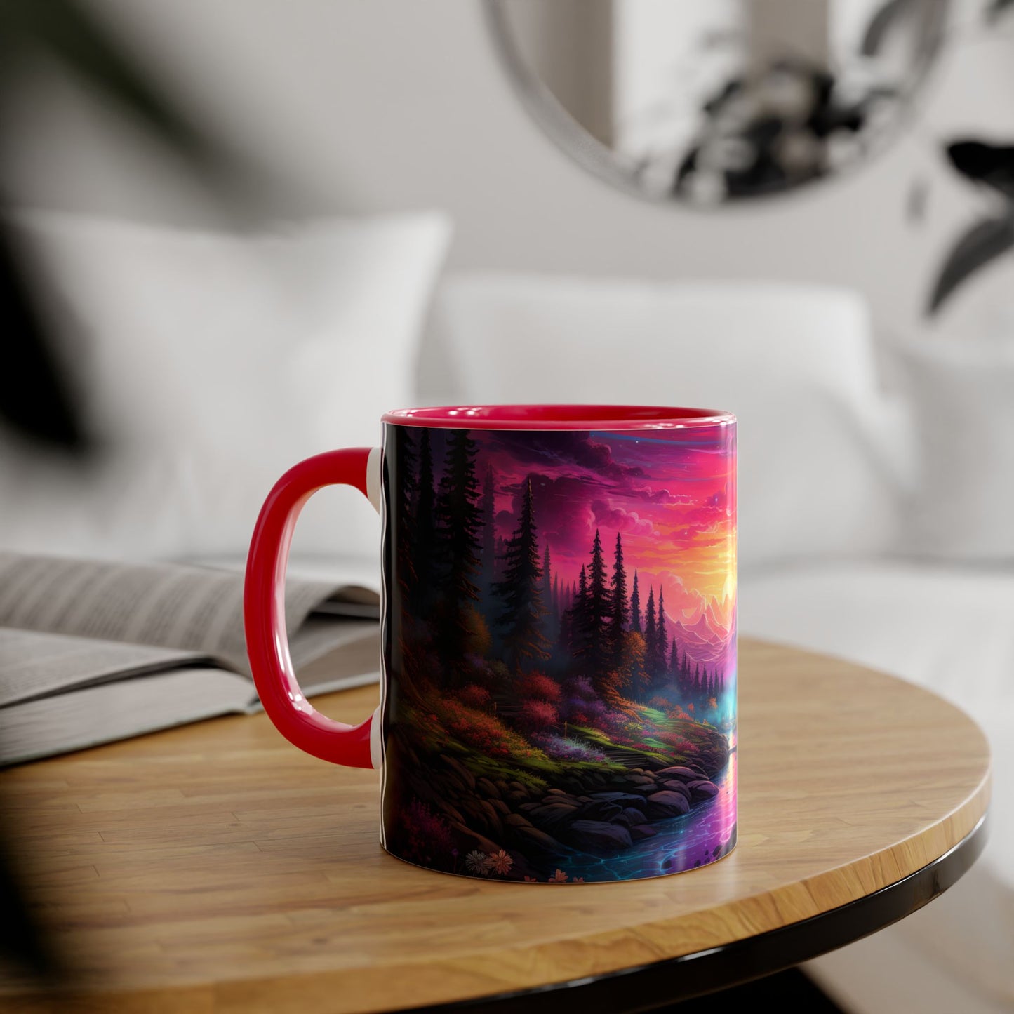 Ethereal Twilight Valley · Personalize It! Your Name and Font | Accent Mug (Small) (Black/Blue/Red).