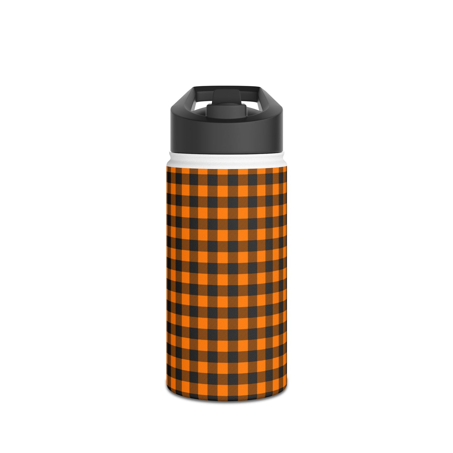 Black Orange Checks | Stainless Steel Water Bottle Standard Lid (Small/Medium)