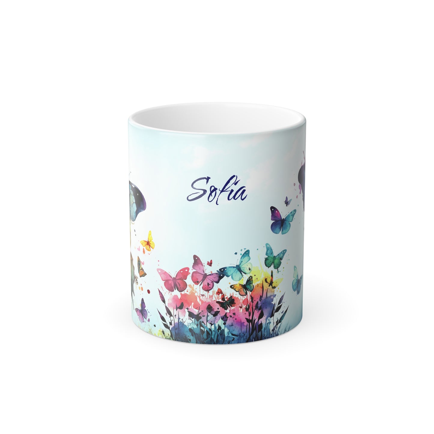 Watercolor Butterfly Garden Symphony · Personalize It! With Your Name | Magic Mug (Small)