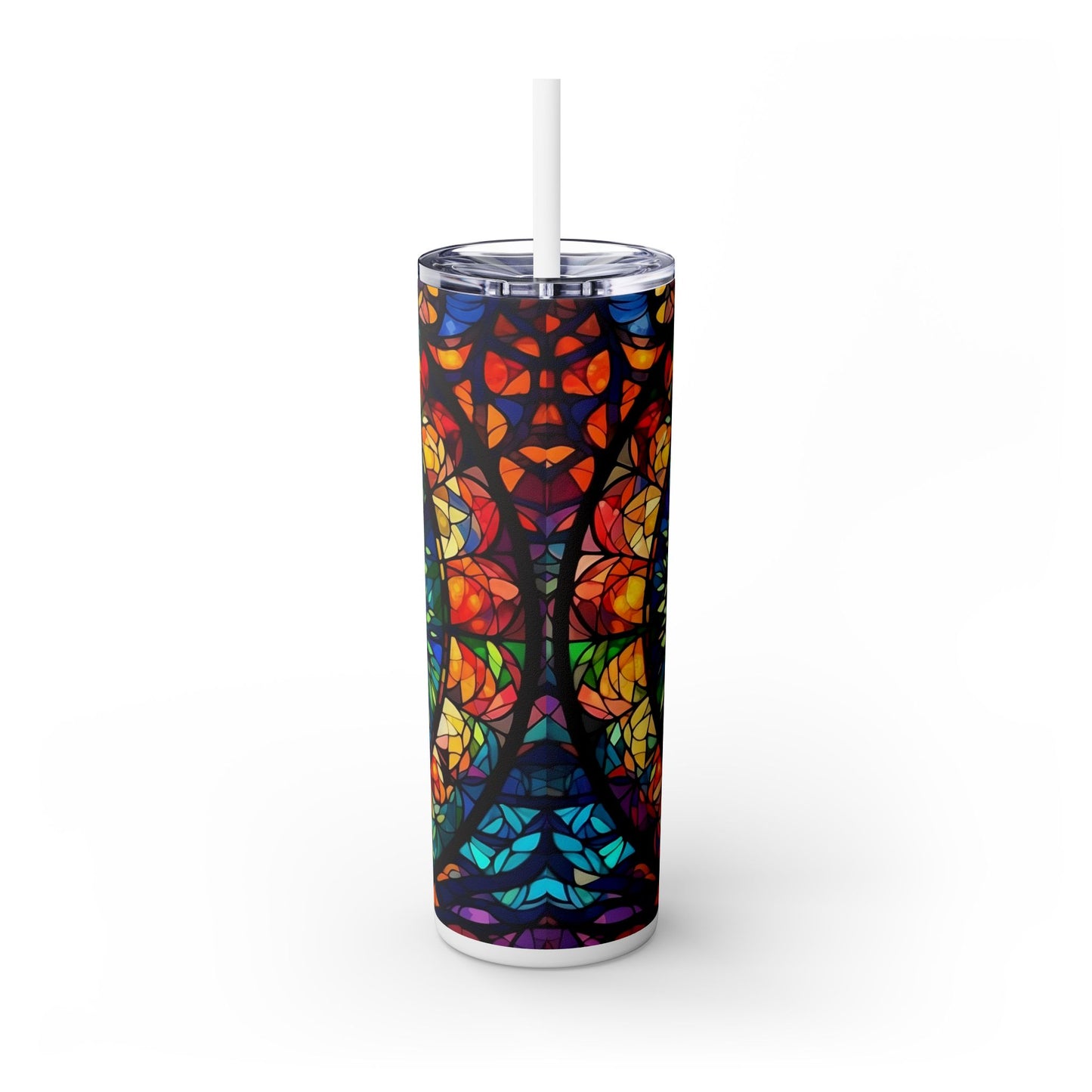 Tree of Life in Stained Glass | Skinny Tumbler with Straw