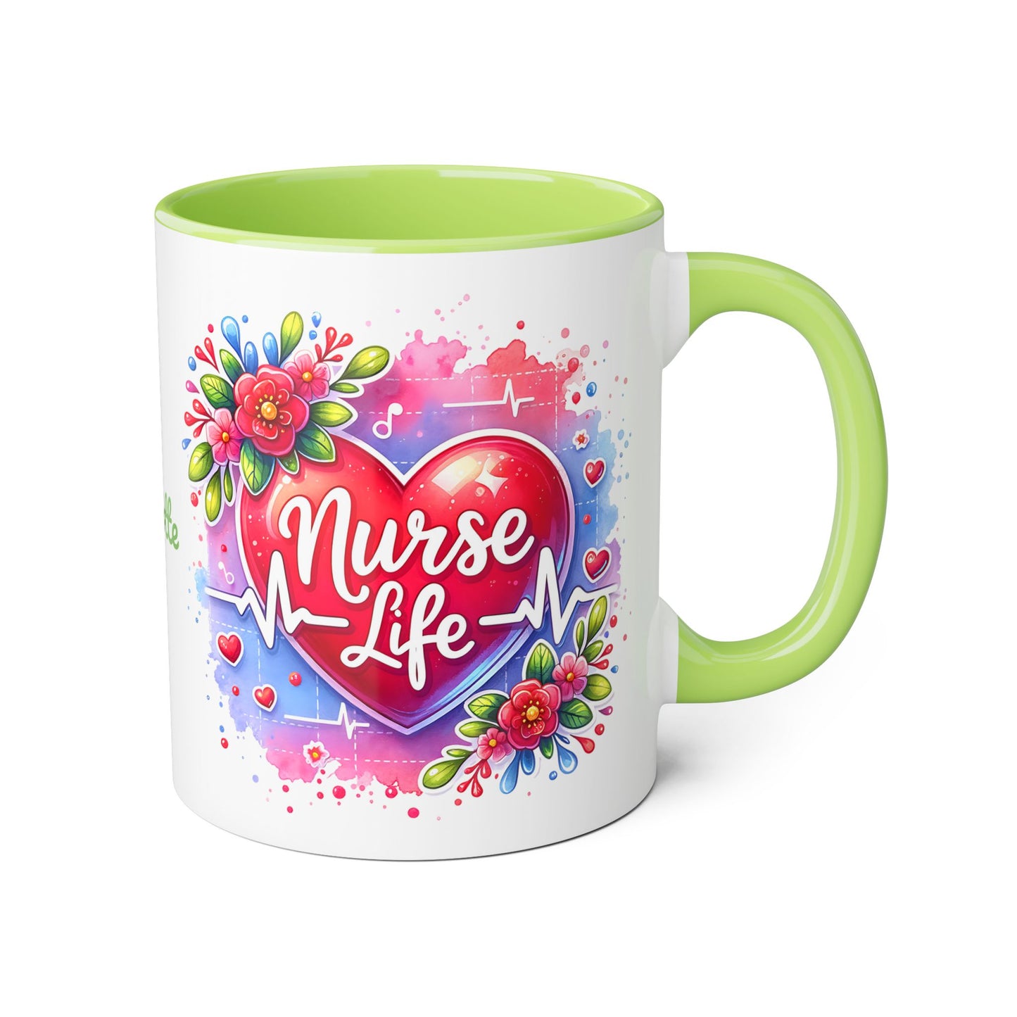 Nurse Life · Personalize It! Your Name | Accent Mug (Small) (Black/Blue/Light Green/Pink/Red/Yellow).