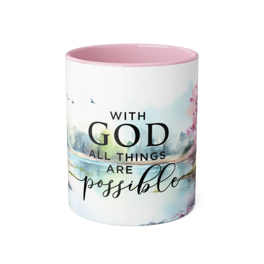 With God All Things Are Possible | Accent Mug (Small) (Pink)