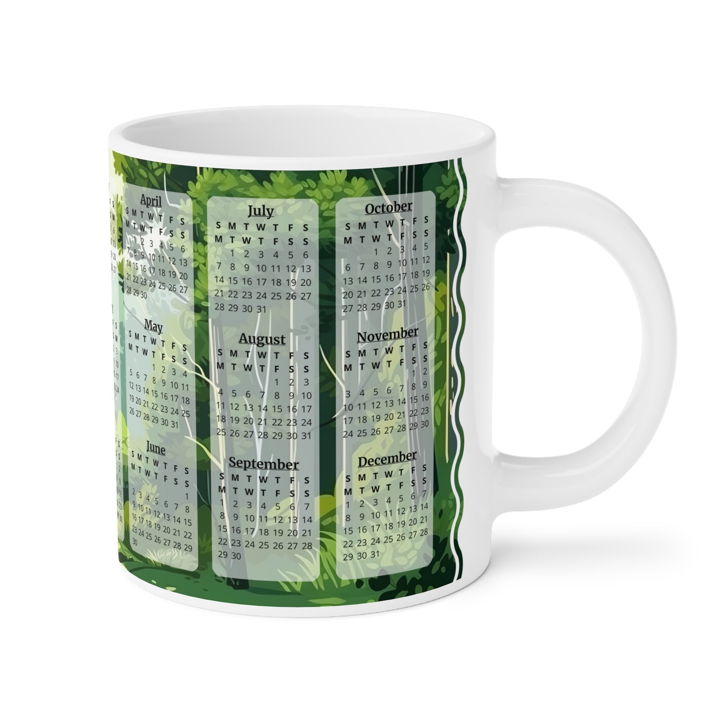 Serenity Forest Wisdom: 2-Year Calendar 2024 to 2025 | Ceramic Mug (Large)