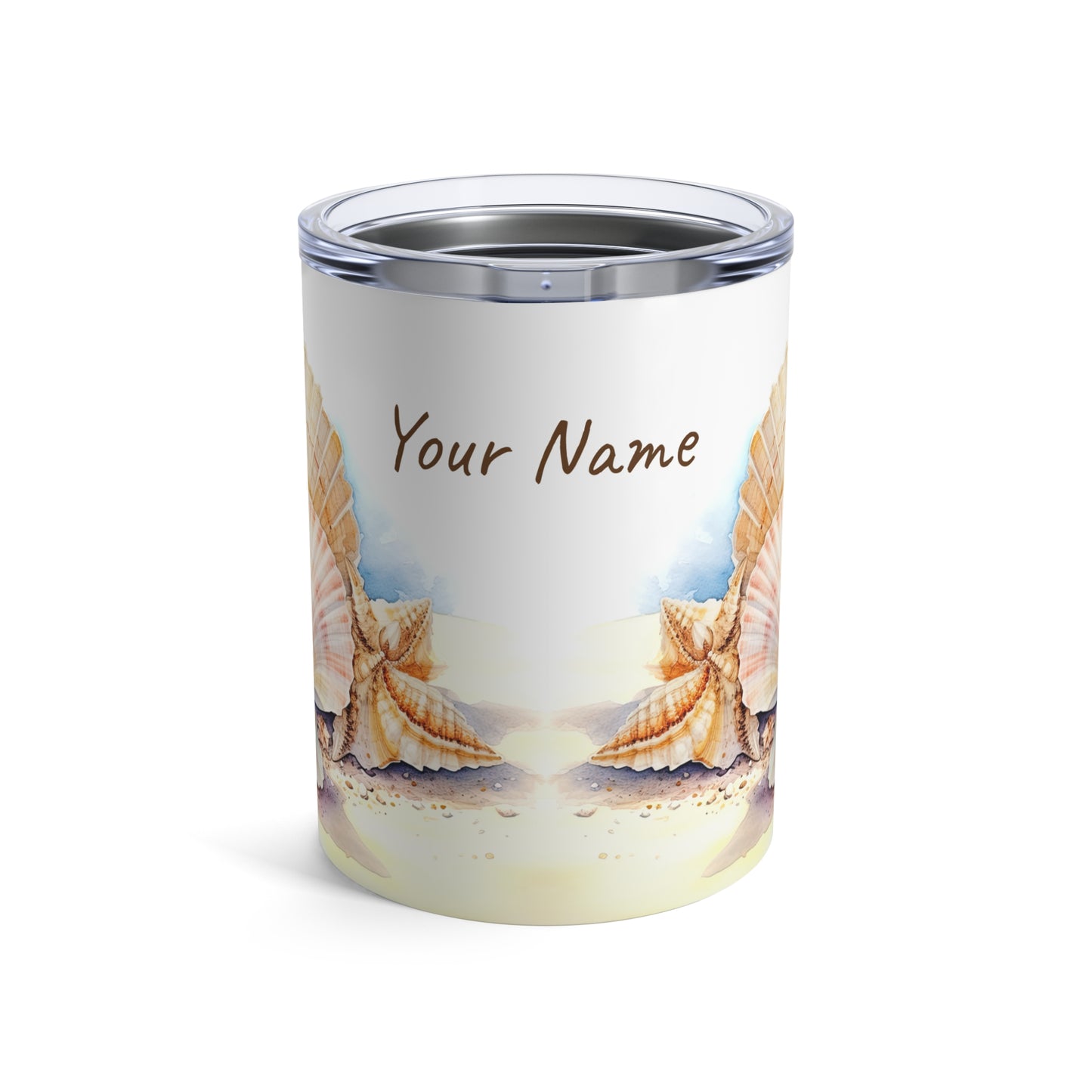 Serene Seashells Watercolor Art: Personalize It! Your Name, Font and Color | Small Tumbler 🇺🇸🇨🇦