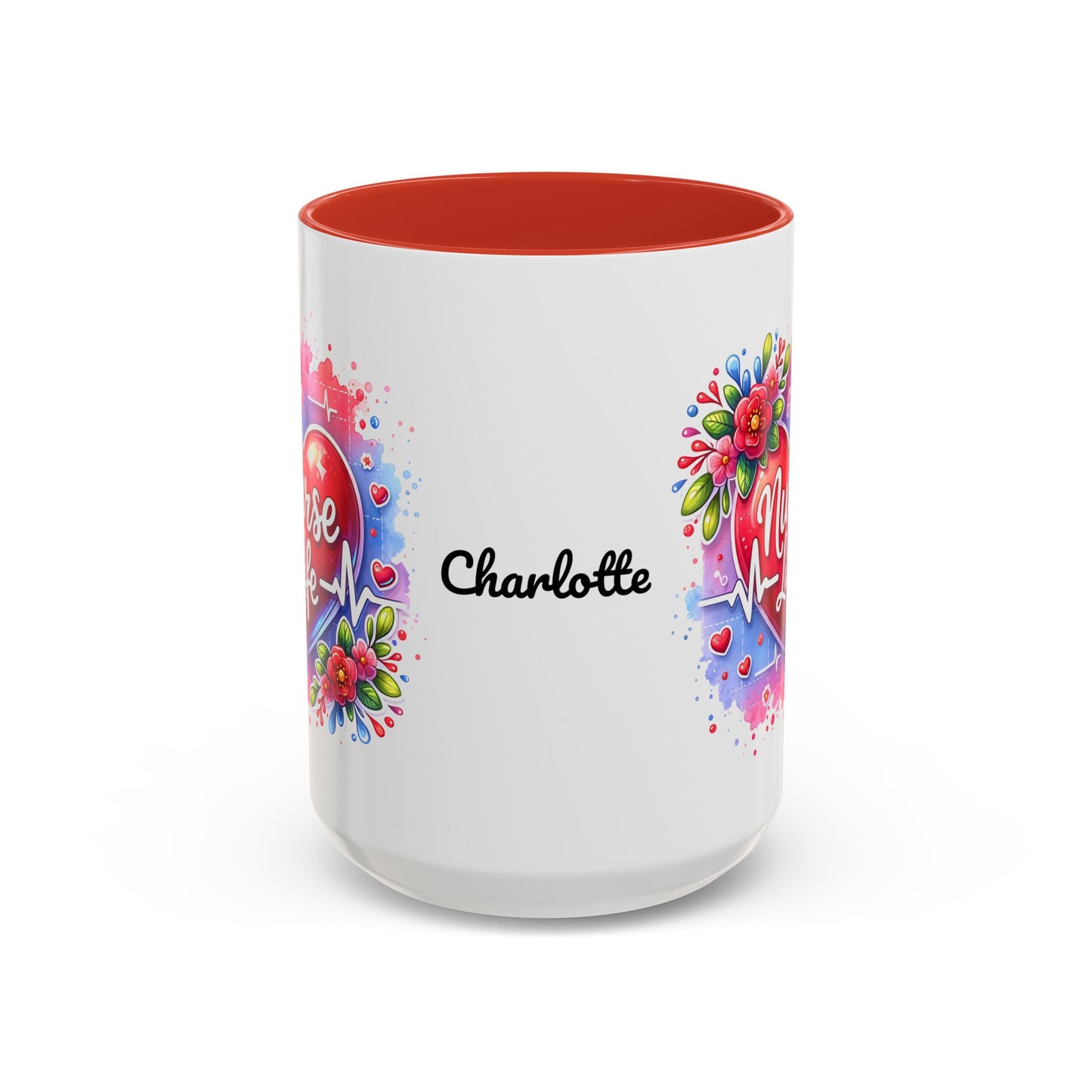 Nurse Life: Personalize It! Your Name | Accent Mug (Medium) (Red)