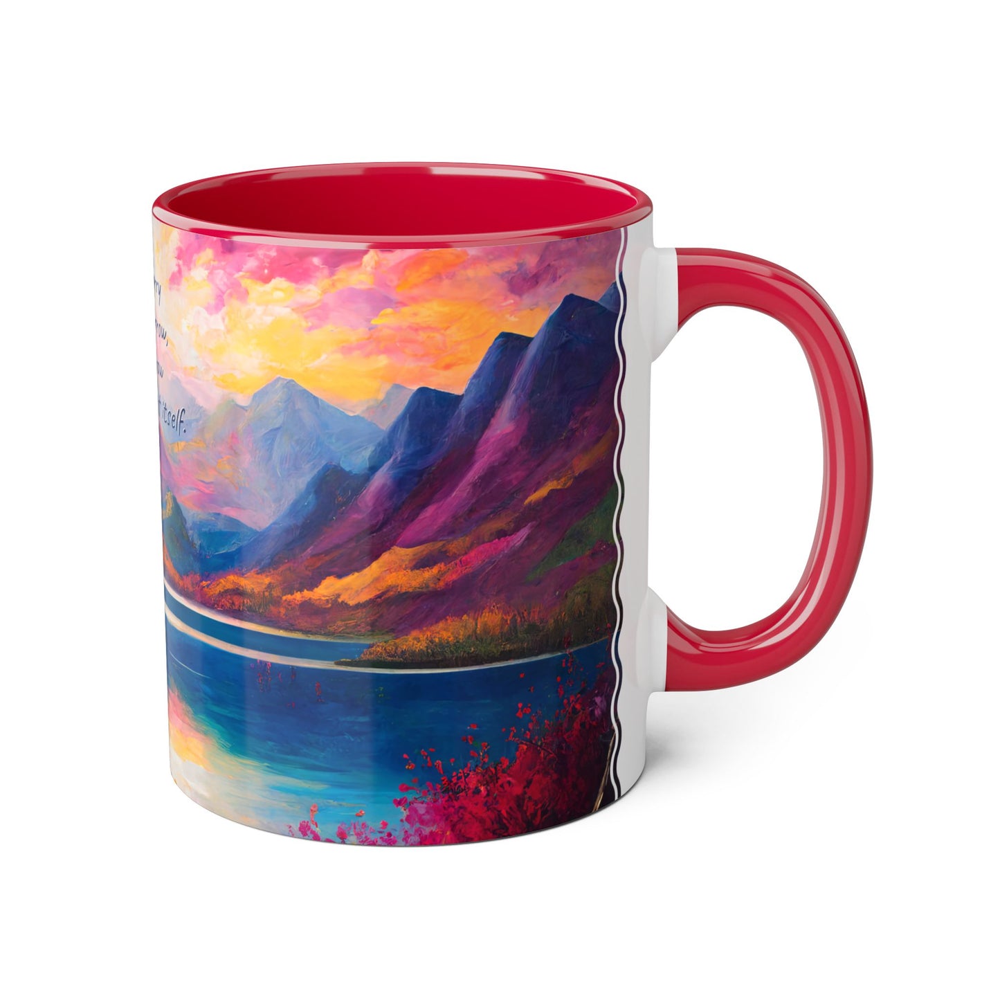 Autumn Lake · Customize It! Your Text or Quote | Accent Mug (Small) (Blue/Pink/Red/Yellow).