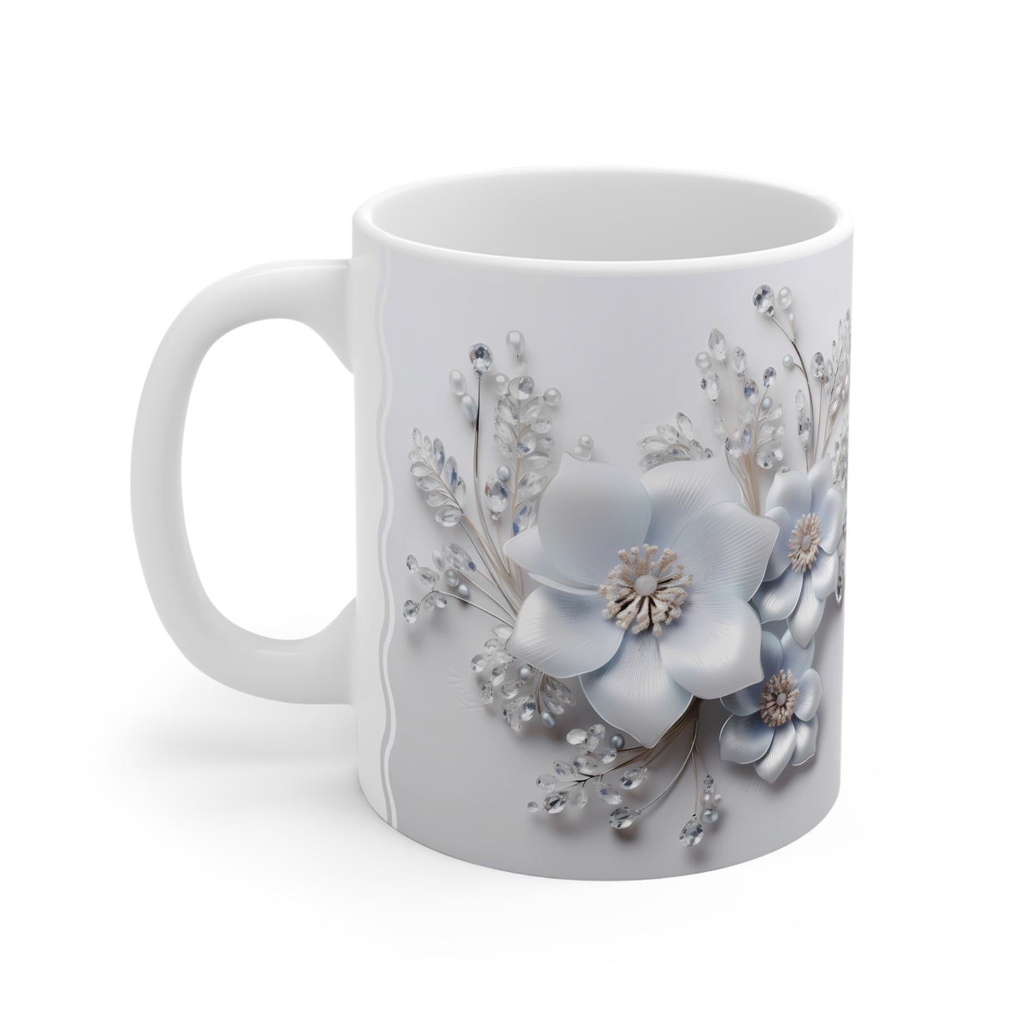 Flores Blancas, Ceramic Mug (Small/Medium)