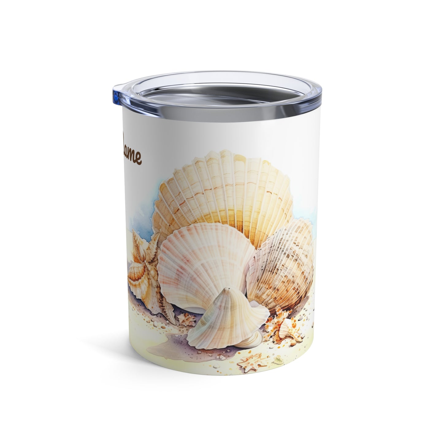 Serene Seashells Watercolor Art · Personalize It! Your Name, Font and Color | Small Tumbler