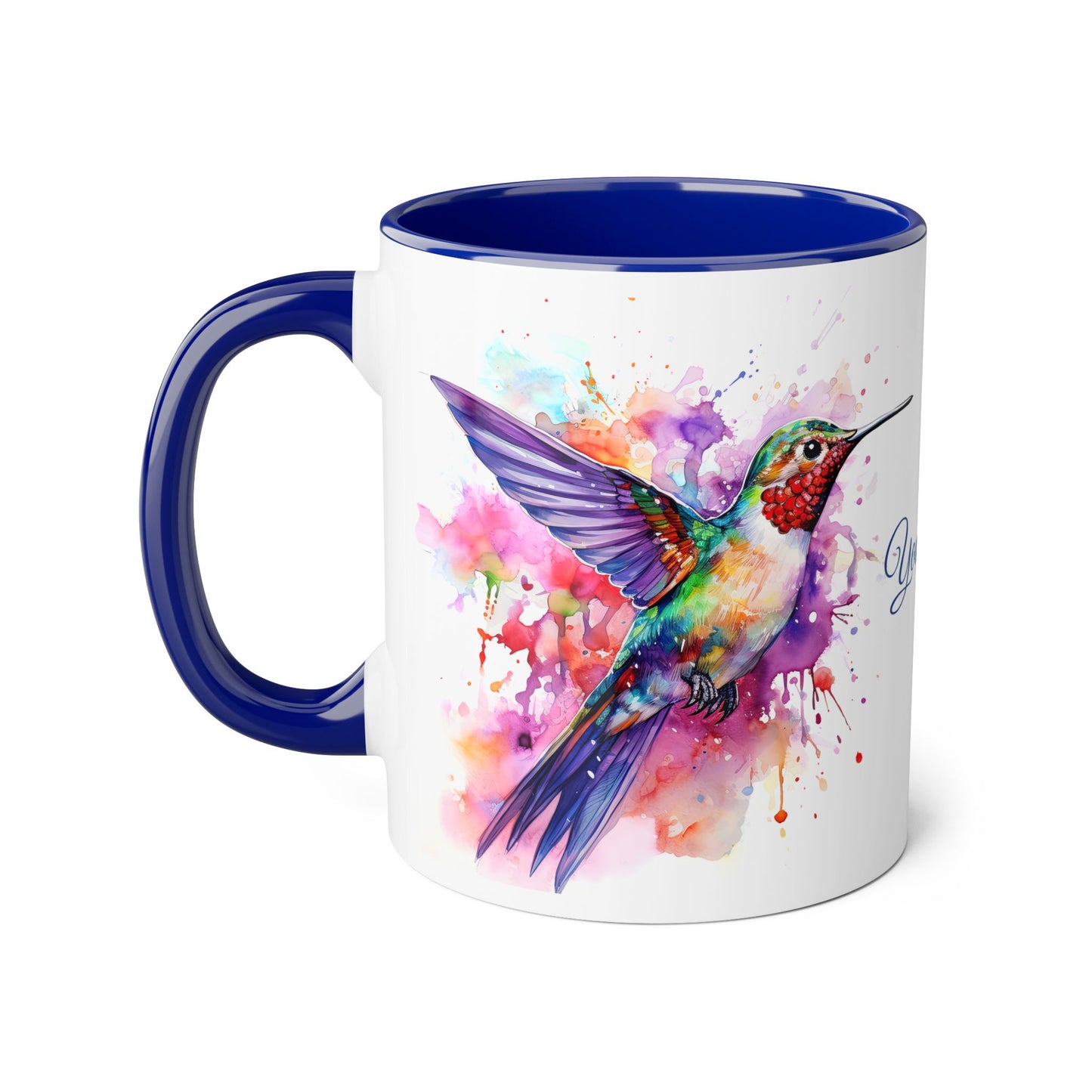 Hummingbird · Personalize It! Your Name | Accent Mug (Small) (Black/Blue/Light Green/Pink/Red/Yellow).