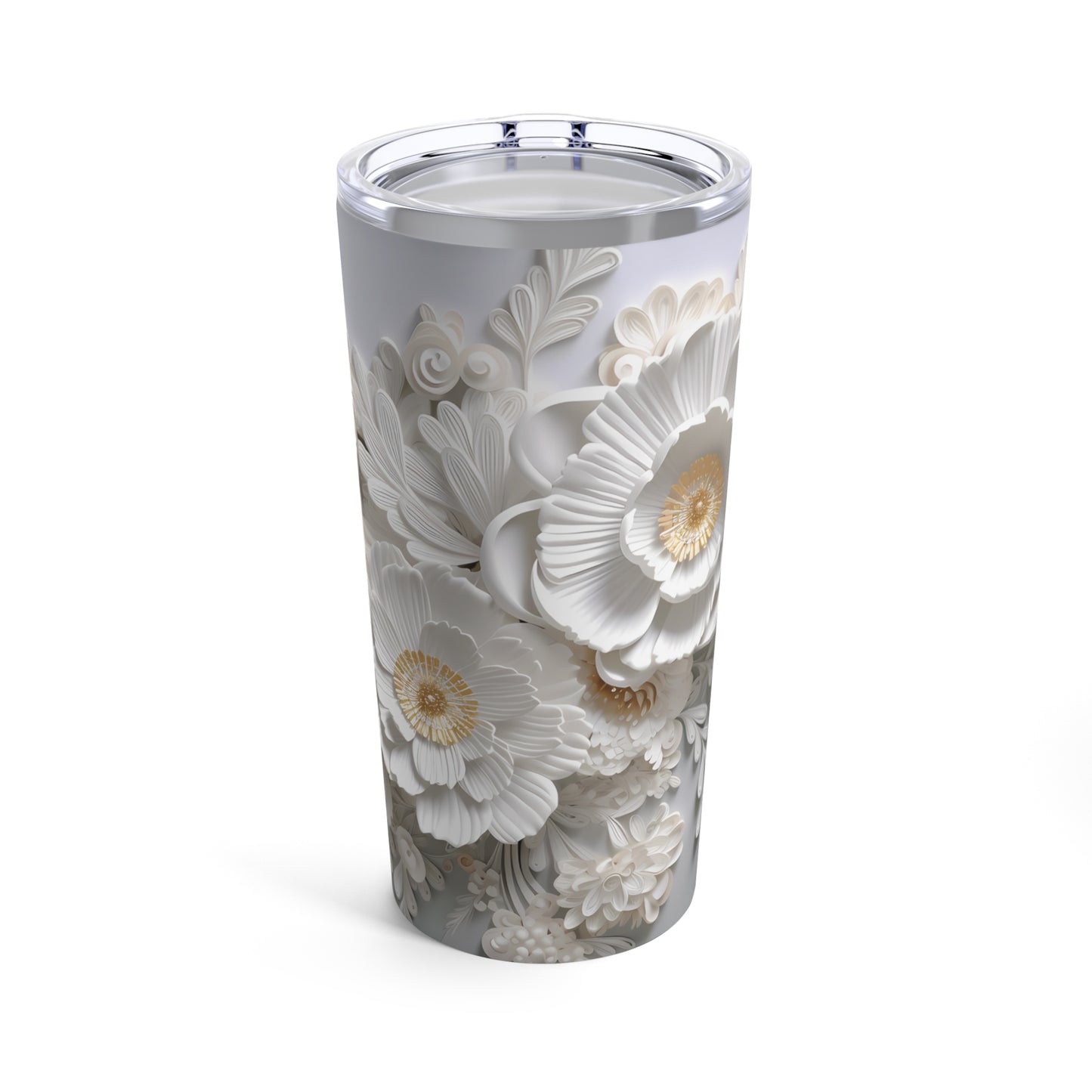 3D White Flowers | Tumbler