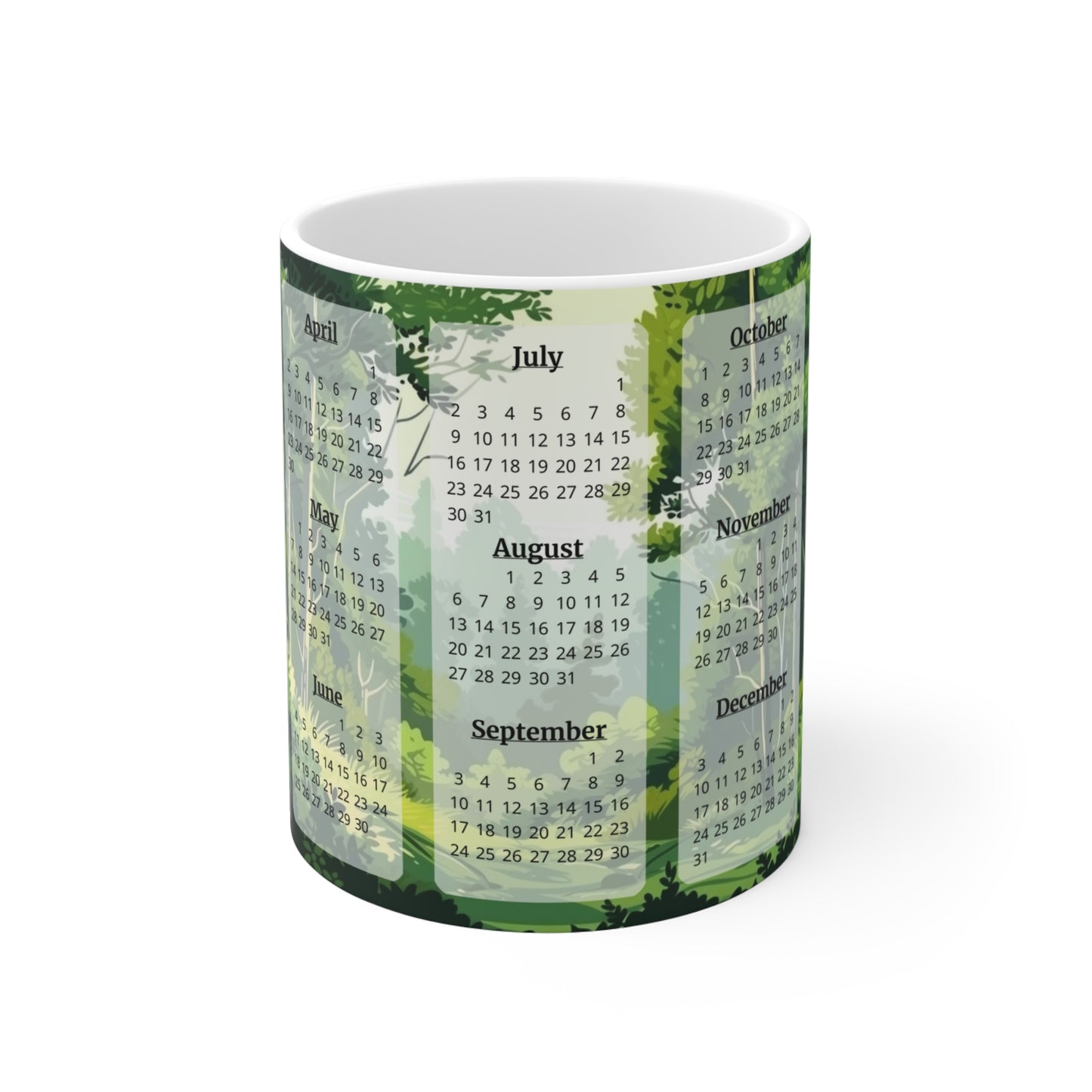 Green Forest · Calendar Mugs: 15-Year Calendar 2023 to 2037 | Ceramic Mug (Small)