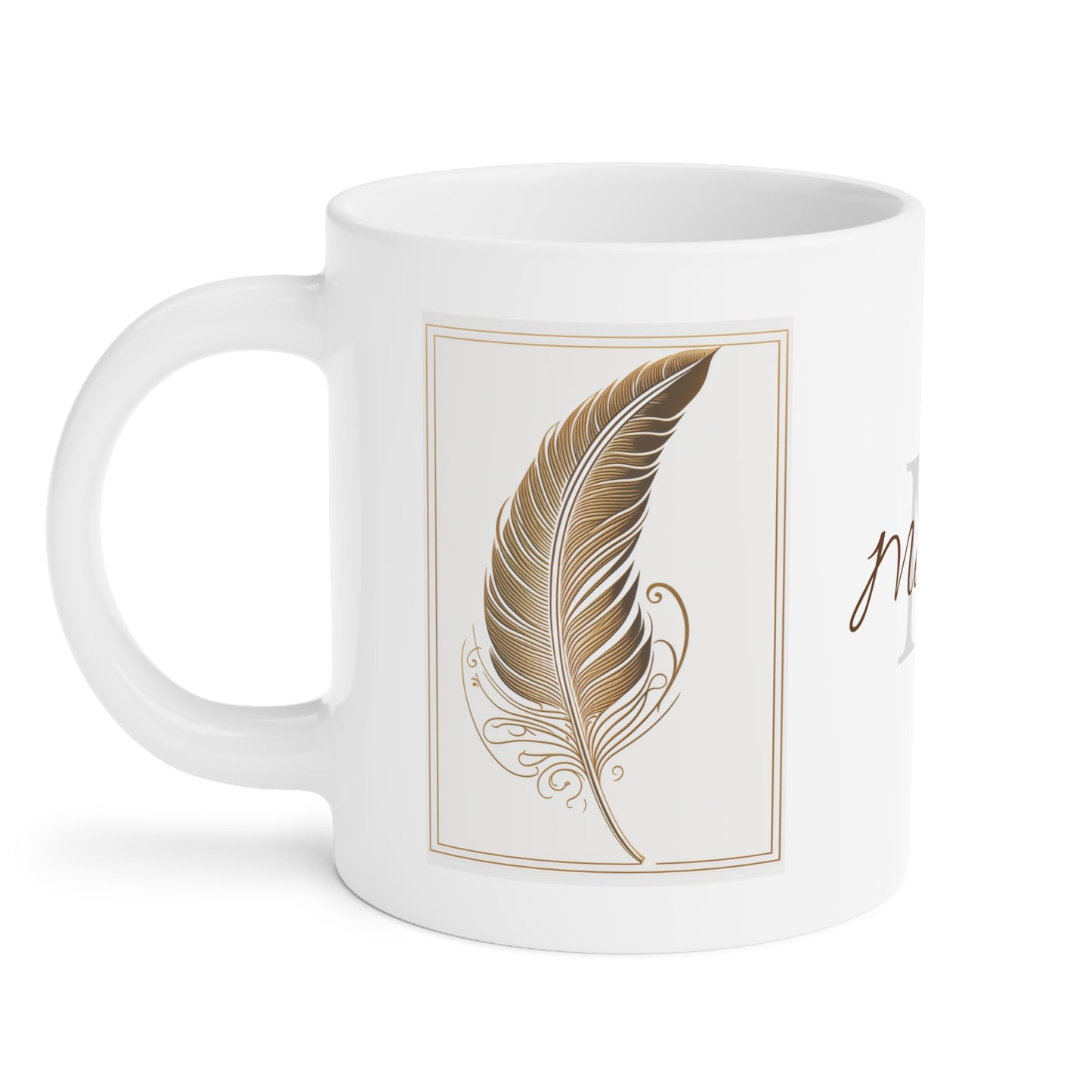 Golden Feather · Personalize It! Your Name | Ceramic Mug (Small/Medium/Large).