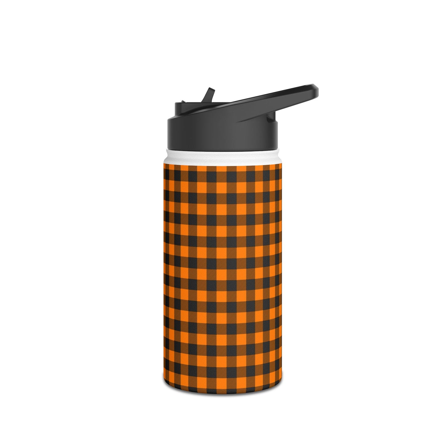 Black Orange Checks | Stainless Steel Water Bottle Standard Lid (Small/Medium)