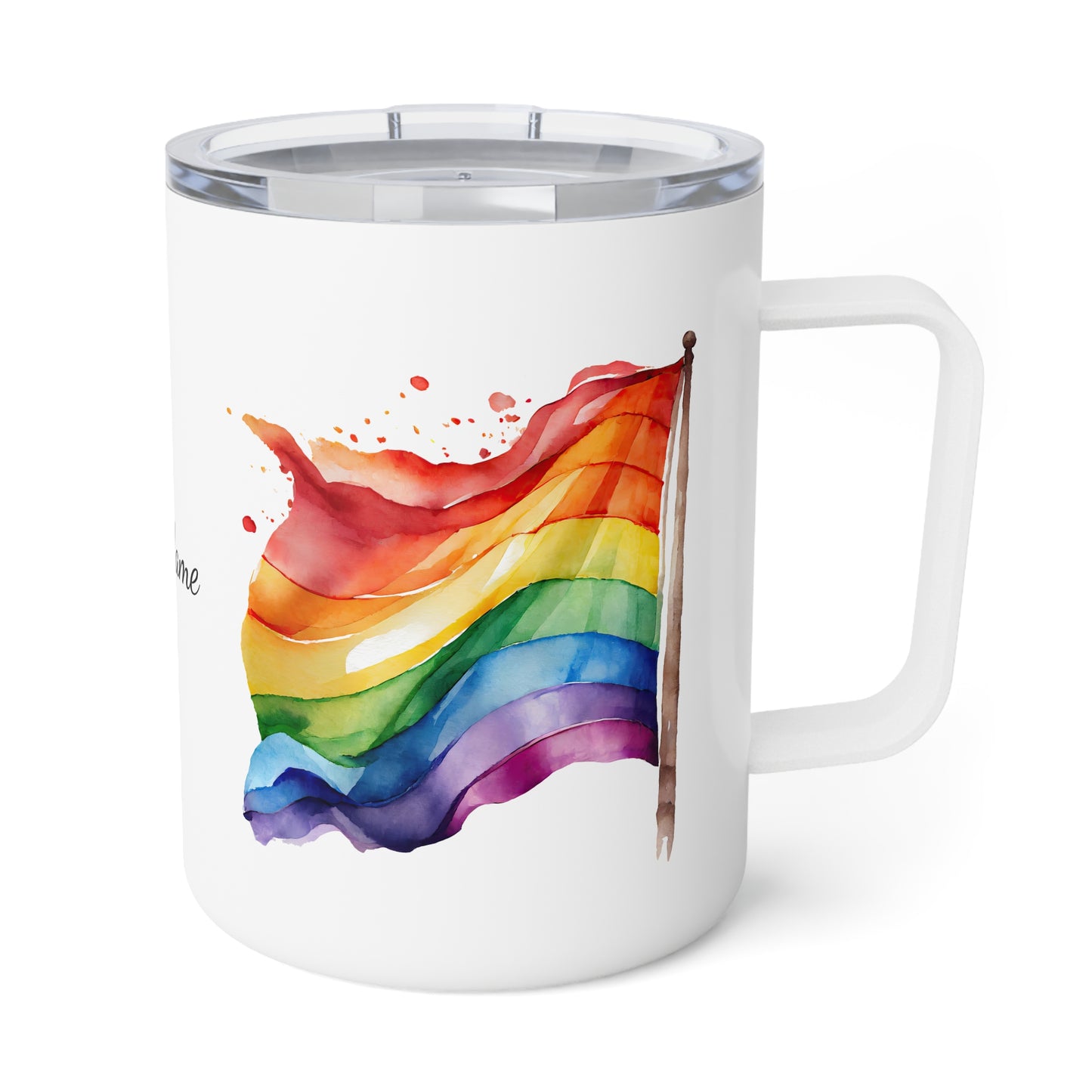 Rainbow Flag · Personalize It! Your Name | Insulated Coffee Mug