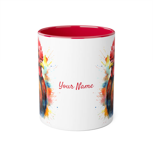 The Cock, Personalize It! Your Name Your Font, Accent Mug (Small) (Black/Blue/Light Green/Pink/Red/Yellow)