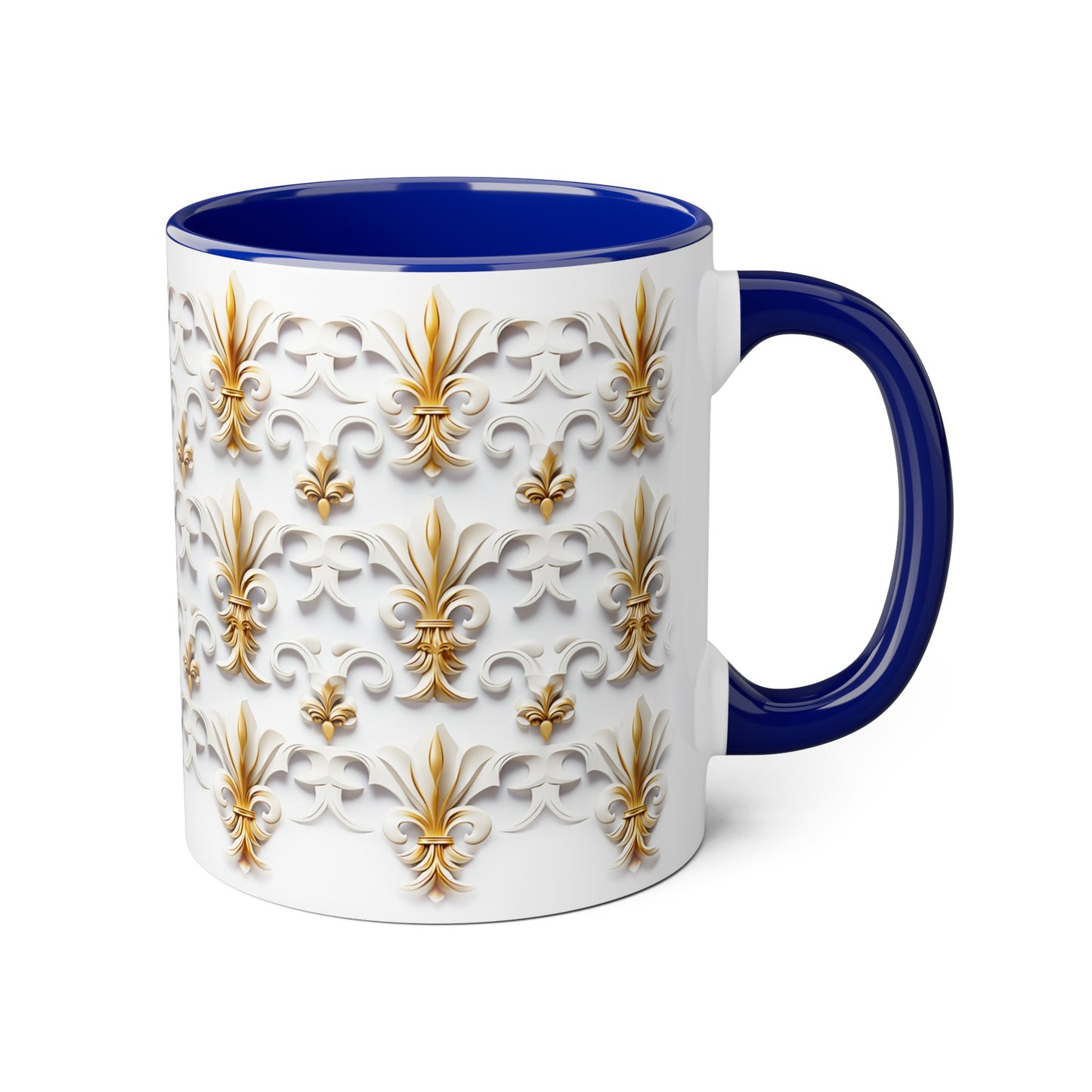 Fleur de Lys in 3D, Accent Mug (Small) (Black/Blue/Red/Yellow)