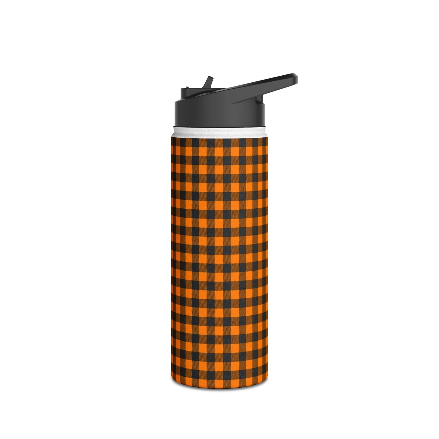 Black Orange Checks | Stainless Steel Water Bottle Standard Lid (Small/Medium)