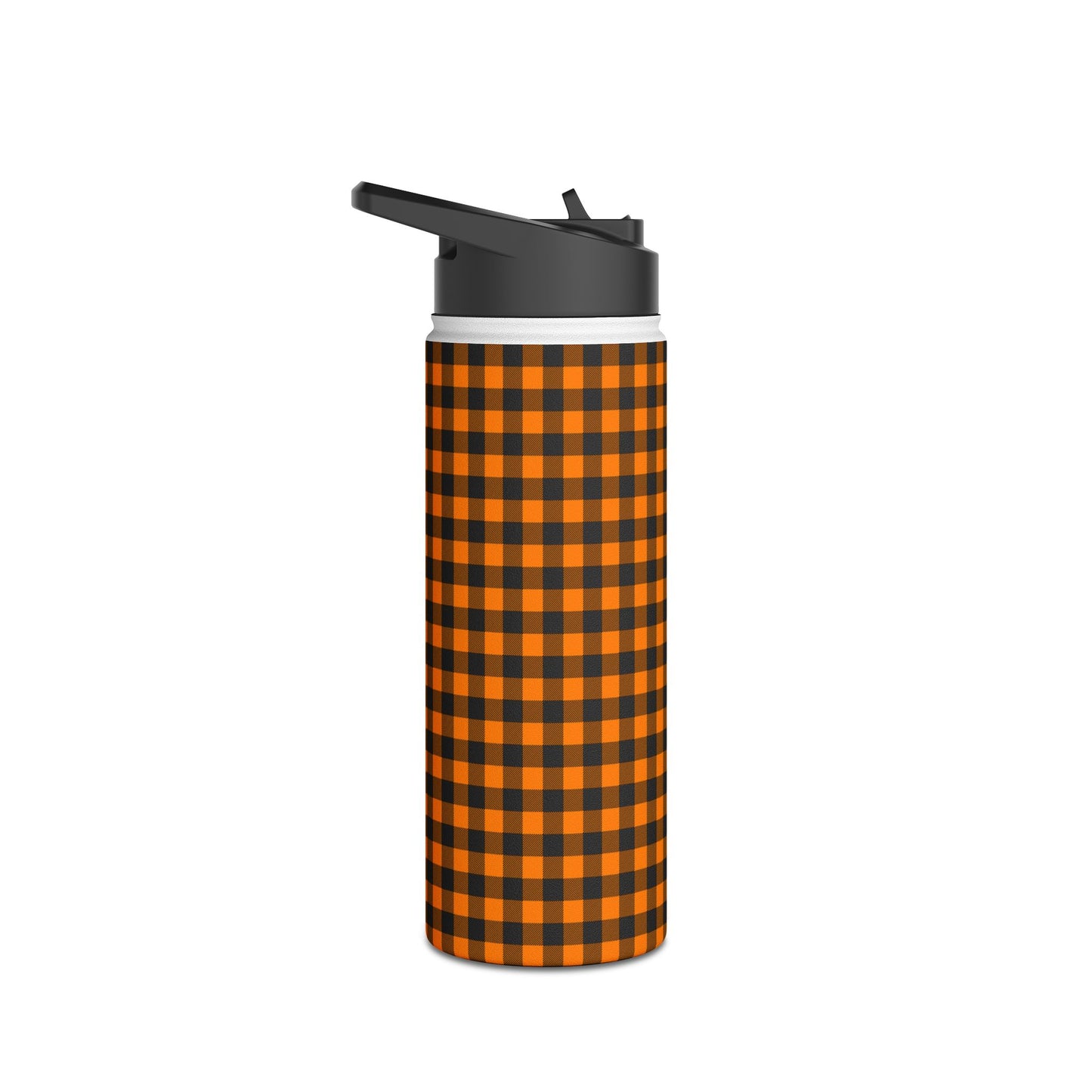 Black Orange Checks | Stainless Steel Water Bottle Standard Lid (Small/Medium)