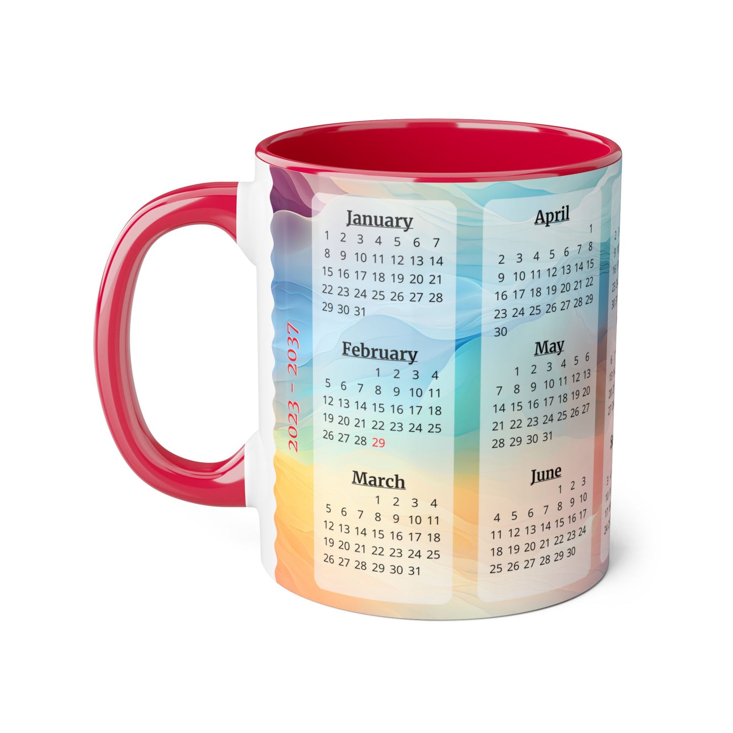 Crystal Clouds, 15 Year Calendar 2023 to 2037, Accent Mug (Small) (Pink/Red)