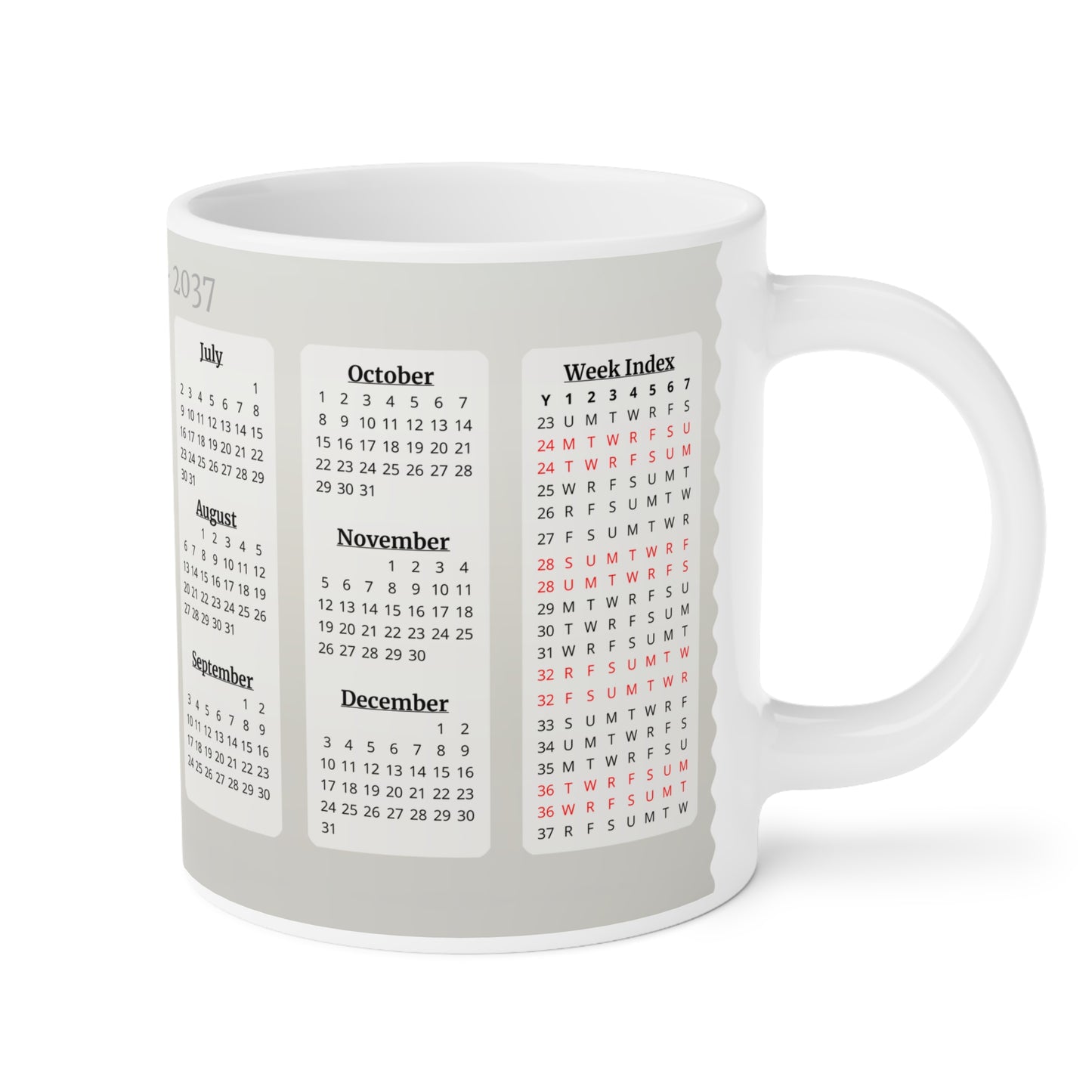 The Watcher · Calendar Mugs: 15 Year Calendar 2023 to 2037 | Ceramic Mug (Large).