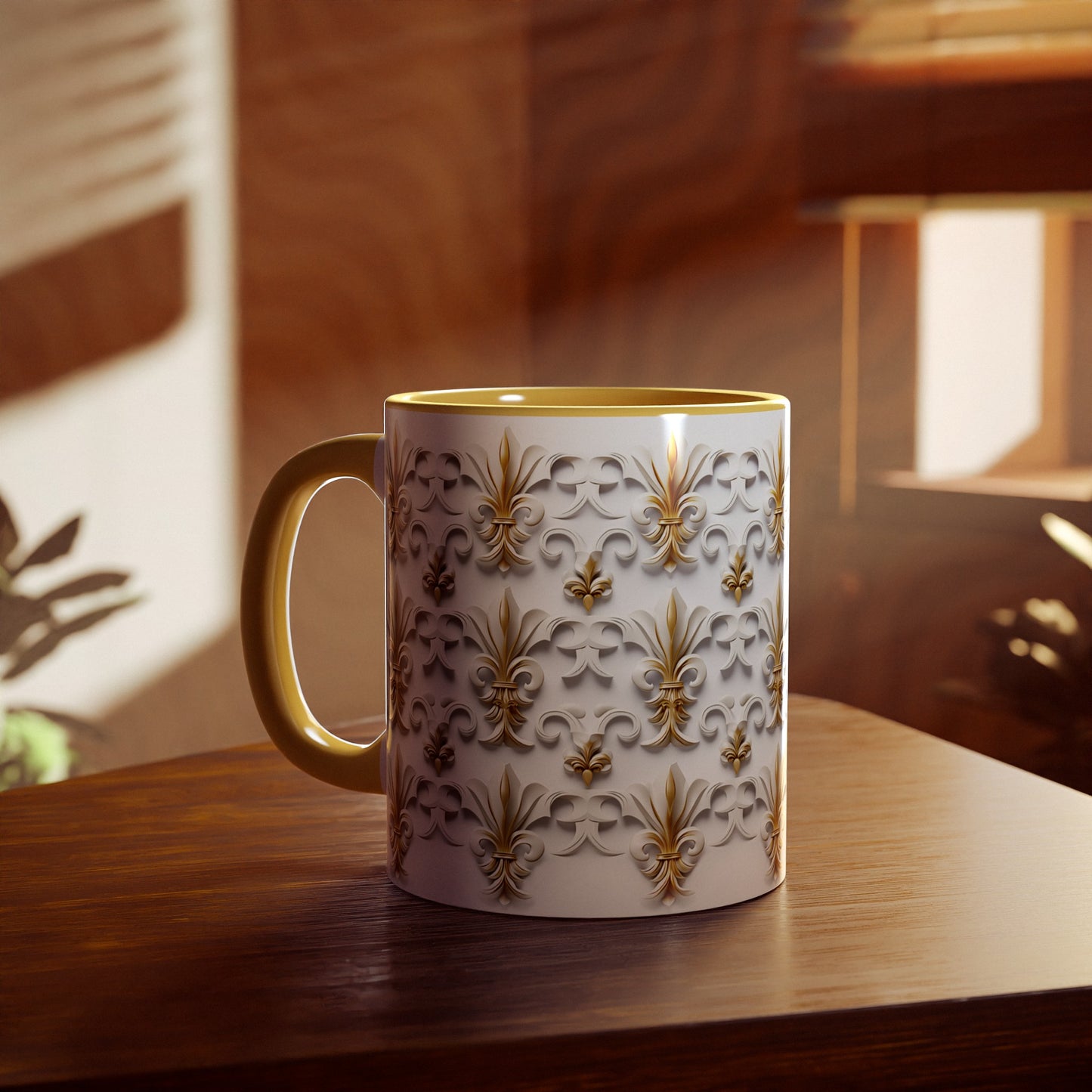 Fleur de Lys in 3D, Accent Mug (Small) (Black/Blue/Red/Yellow)