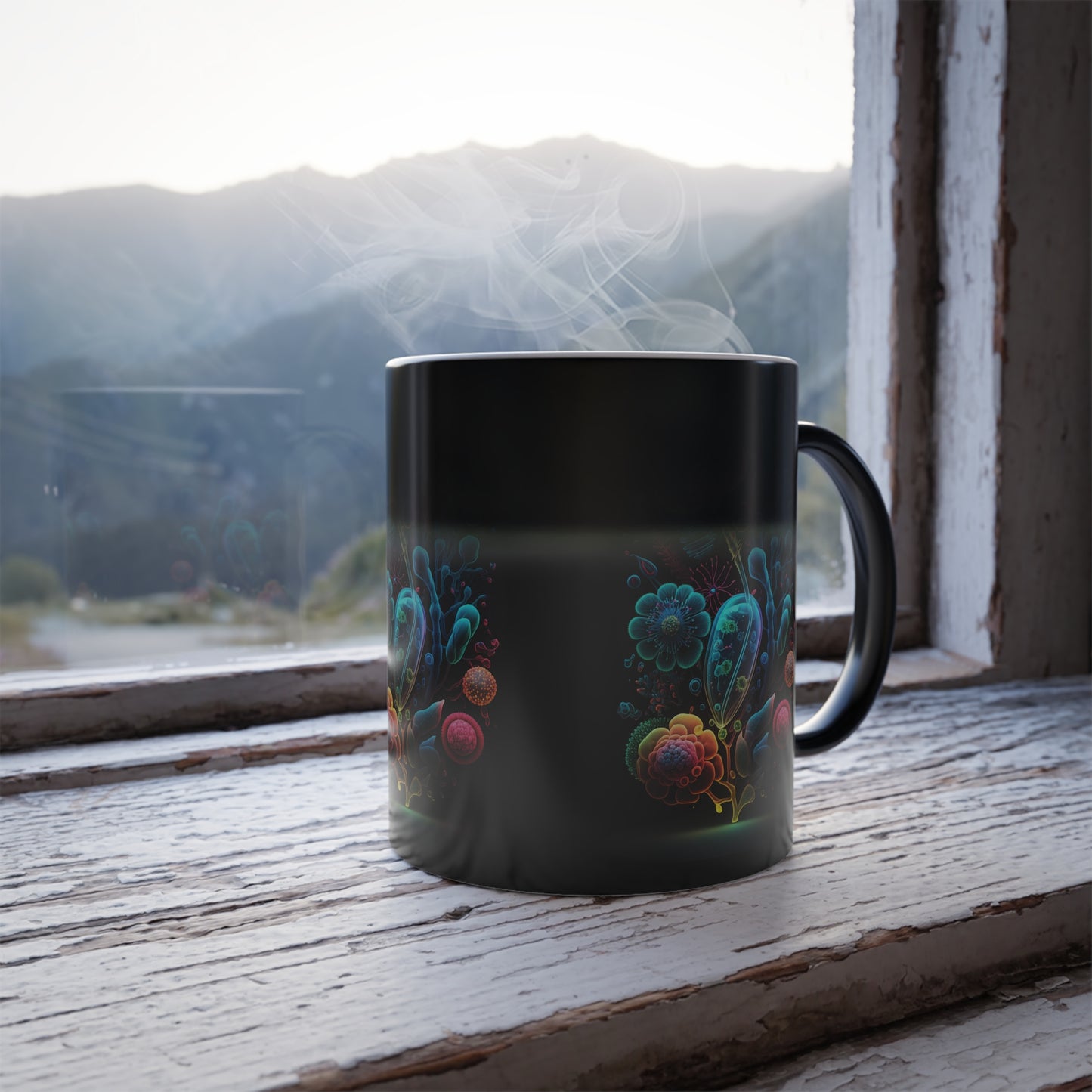 Neon Floral Amoeba 1, Magic Mug (Small)