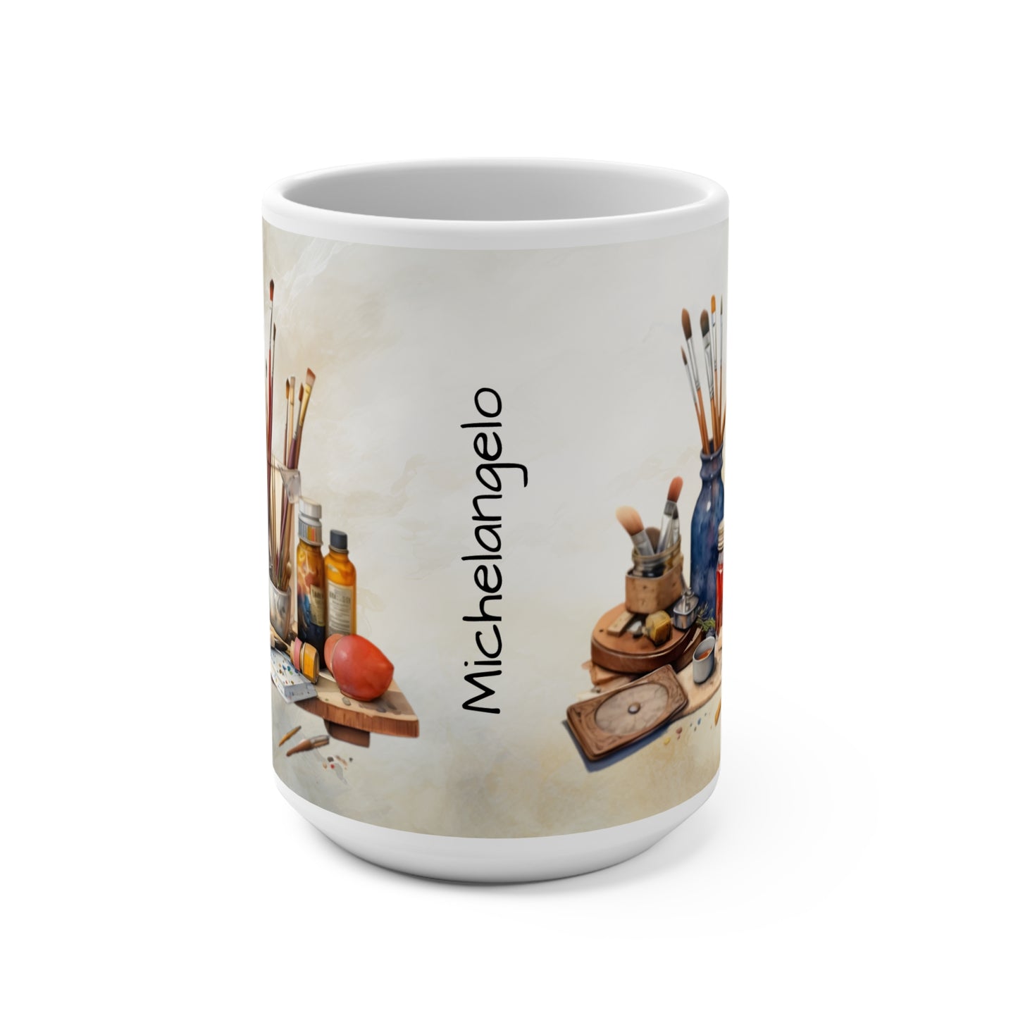 Artist's Painting Tools, Personalize It! Your Name, Ceramic Mug (Medium)