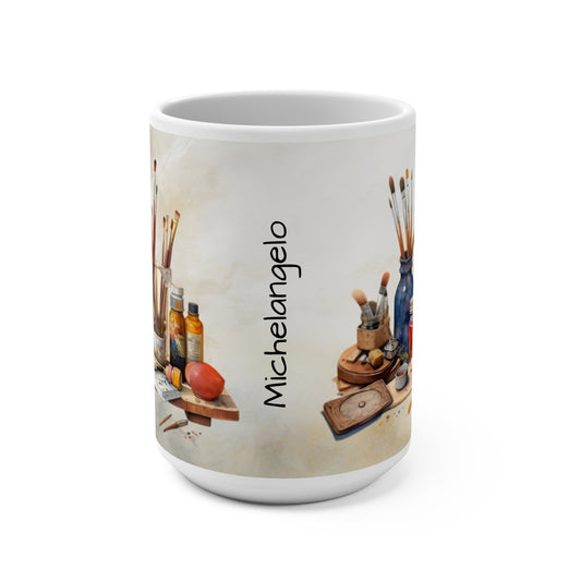 Artist's Painting Tools, Personalize It! Your Name, Ceramic Mug (Medium)