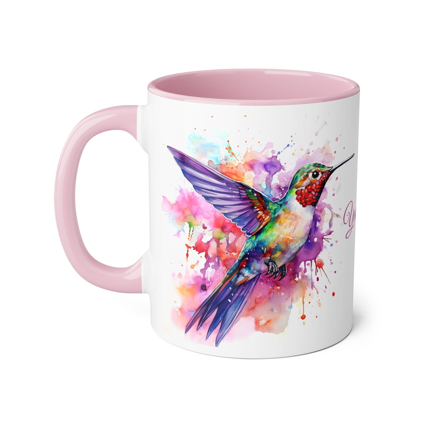 Hummingbird · Personalize It! With Your Name | Accent Mug (Small) (Black/Blue/Light Green/Pink/Red/Yellow).