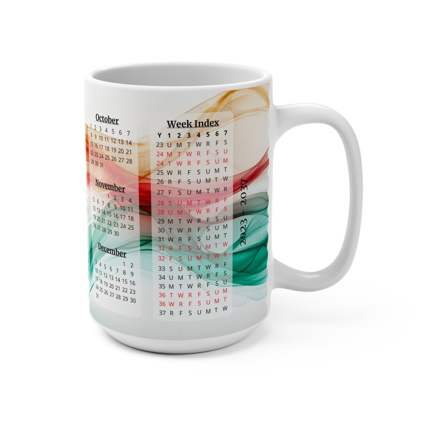 Seta Italiana, 15 Year Calendar 2023 to 2037, Ceramic Mug (Medium)