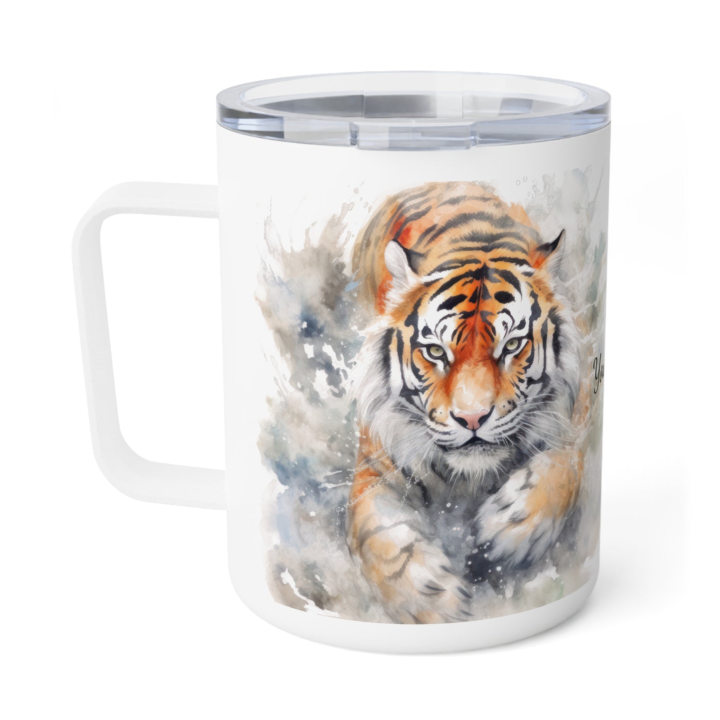 Twin Mystic Tigers: Personalize It! Your Name, Your Font | Insulated Coffee Mug